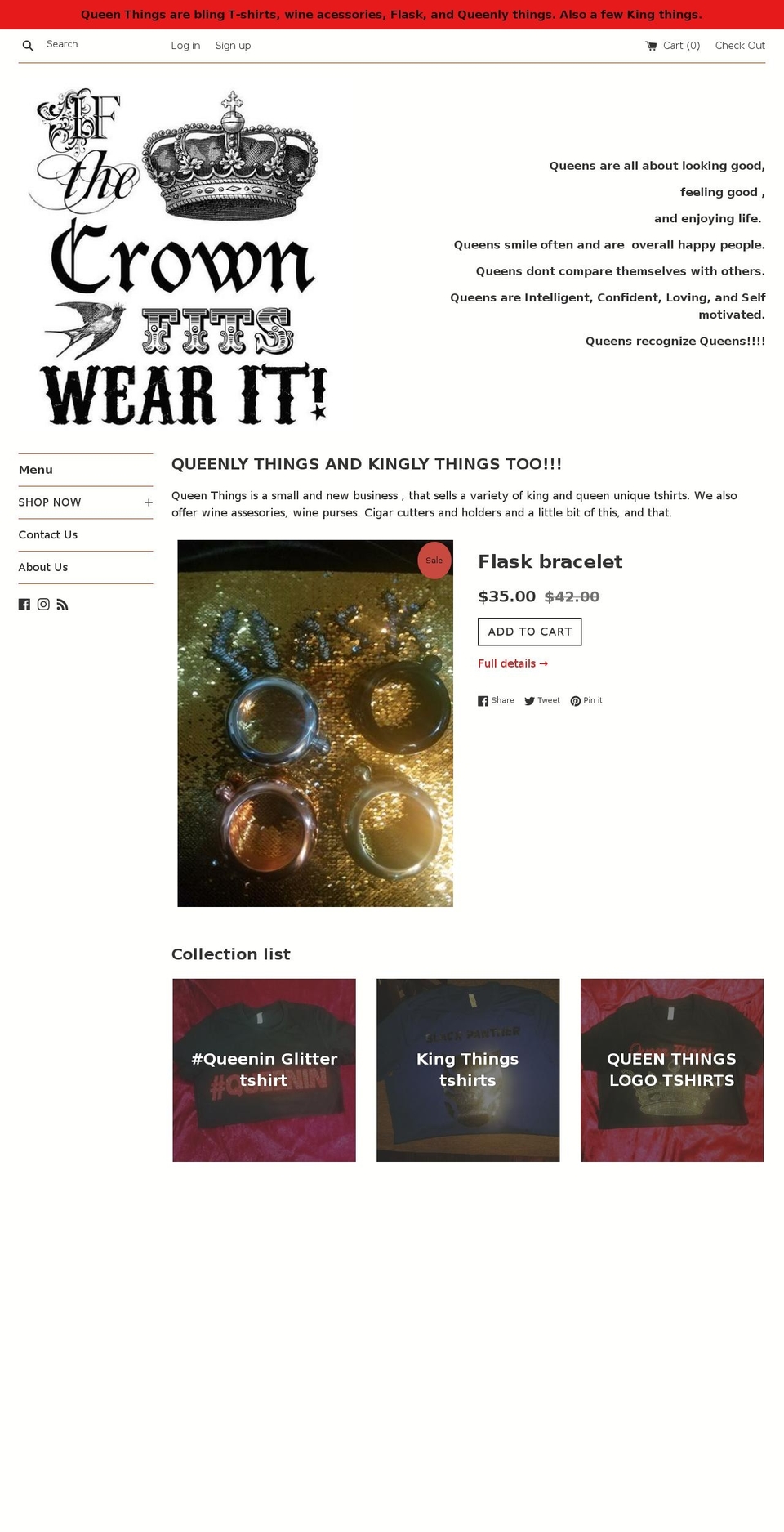 thequeenthings.com — Shopify storefront screenshot