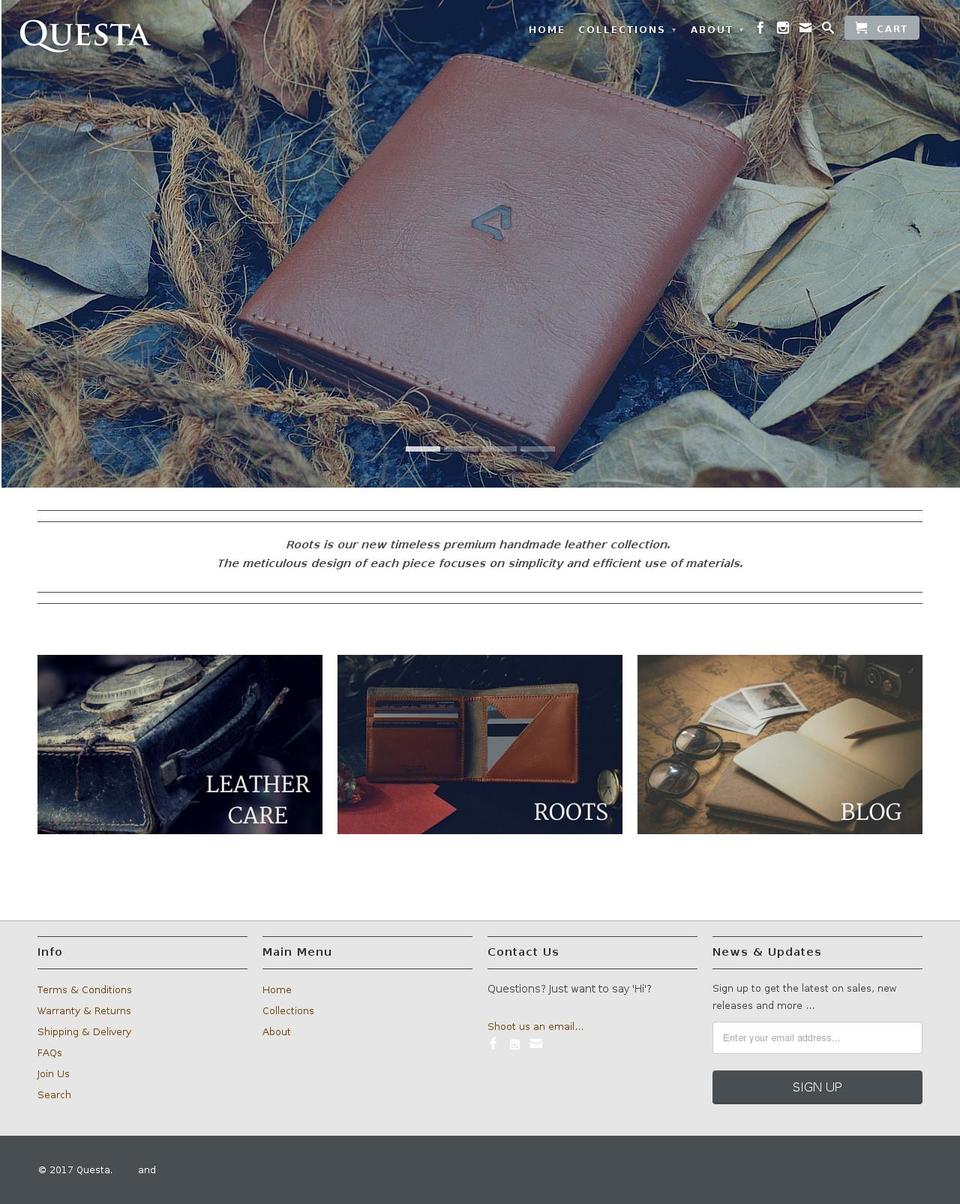 thequestastore.com shopify website screenshot