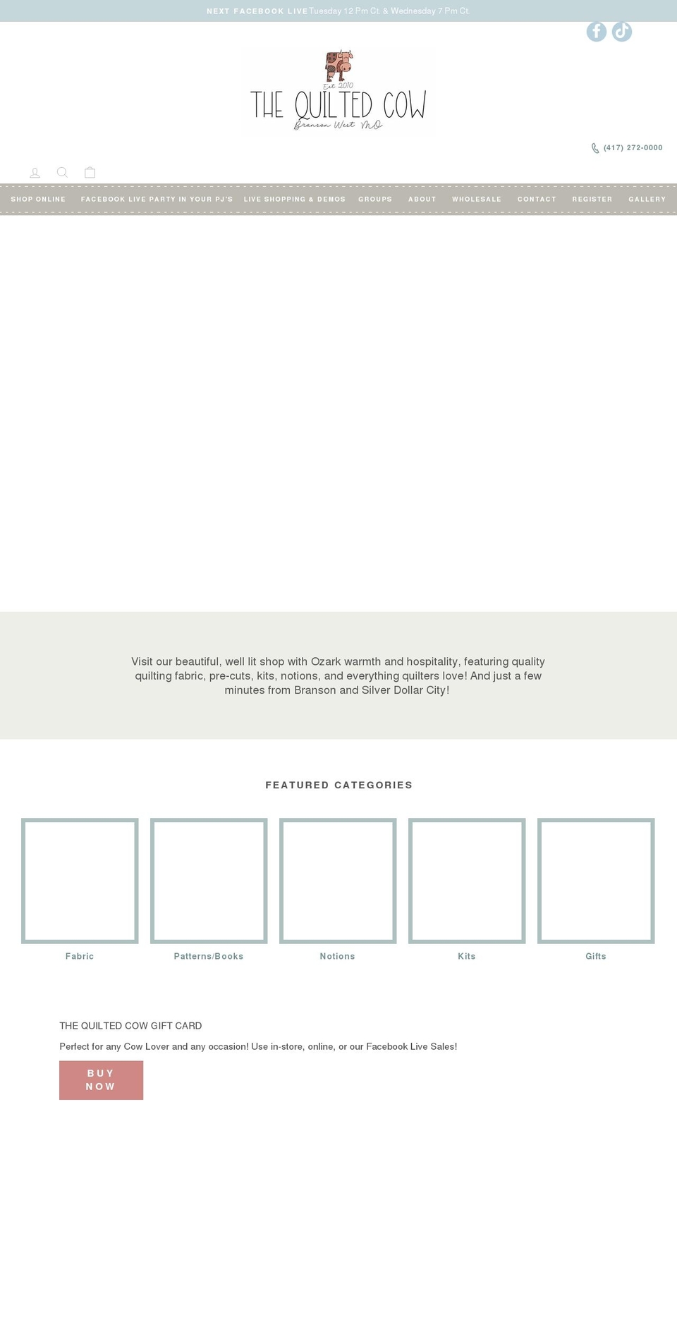 thequiltedcow.net shopify website screenshot
