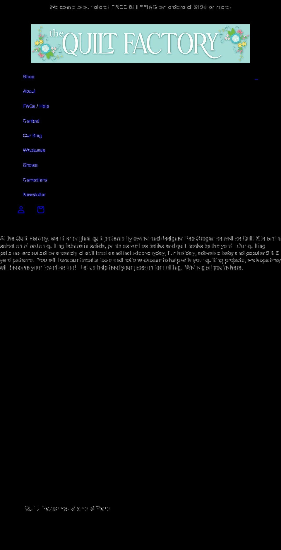 thequiltfactory.com shopify website screenshot
