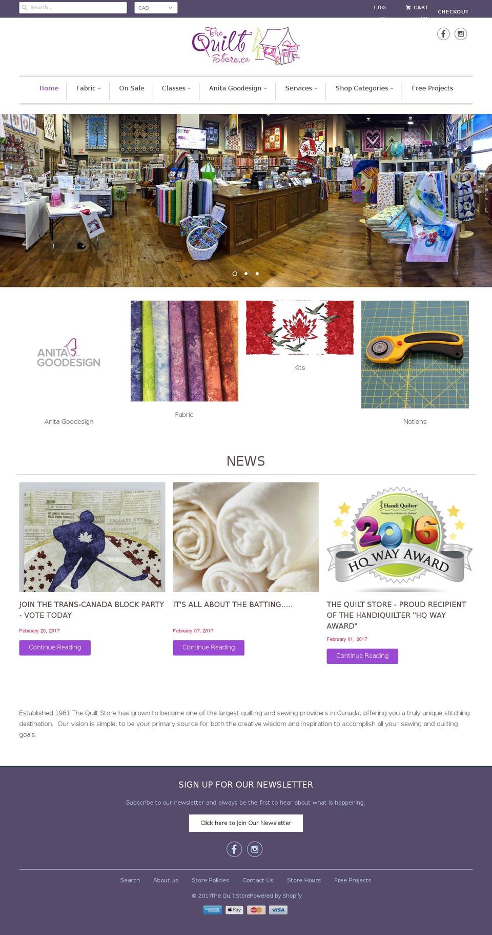 thequiltstore.ca shopify website screenshot