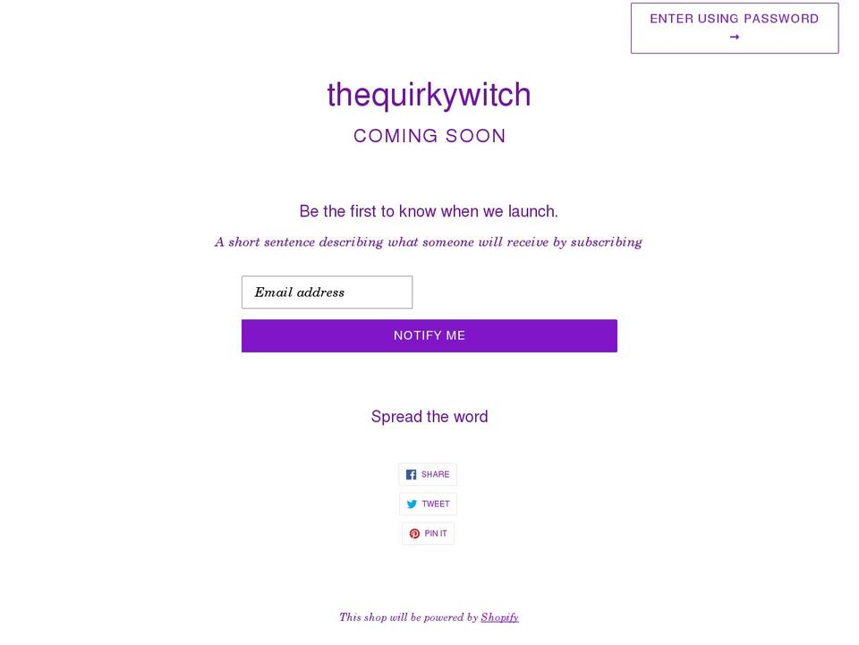 thequirkywitch.com shopify website screenshot