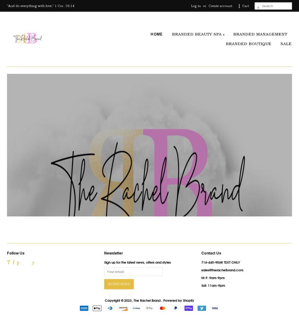 therachelbrand.com shopify website screenshot