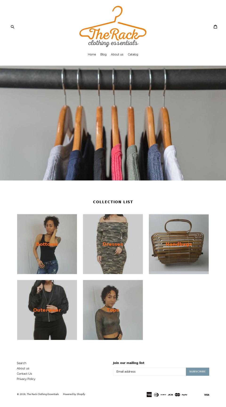 Optimized by ITG Shopify theme site example therackclothingessentials.com