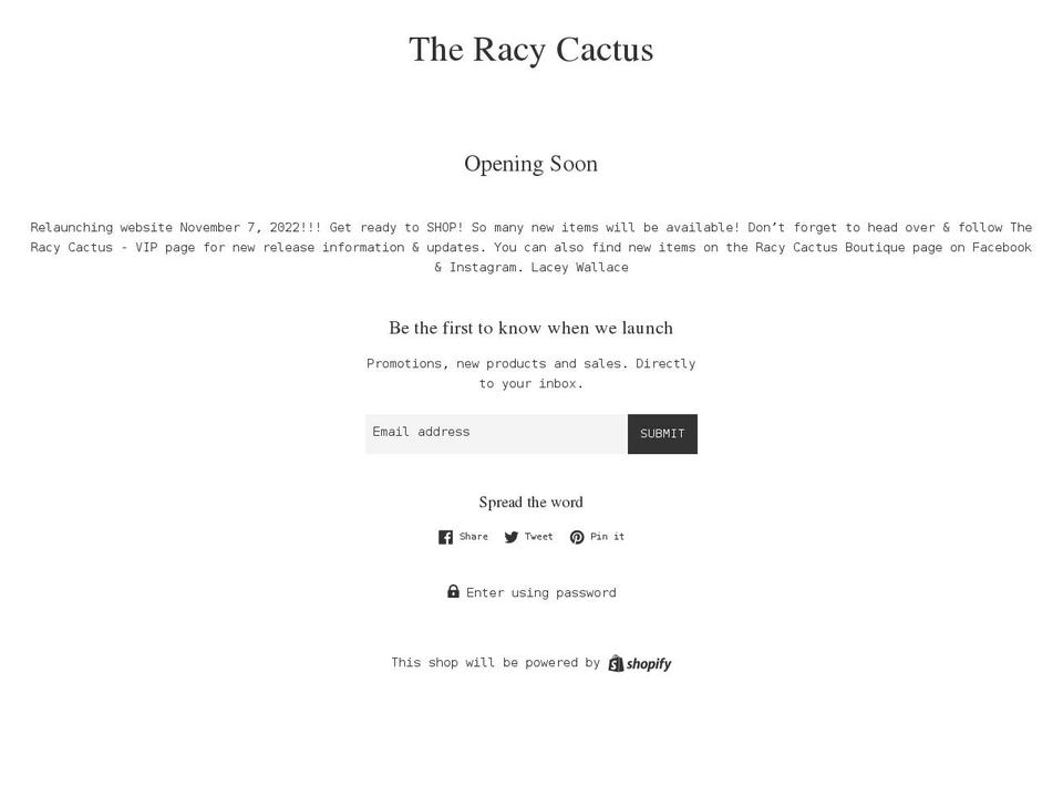 theracycactus.com shopify website screenshot