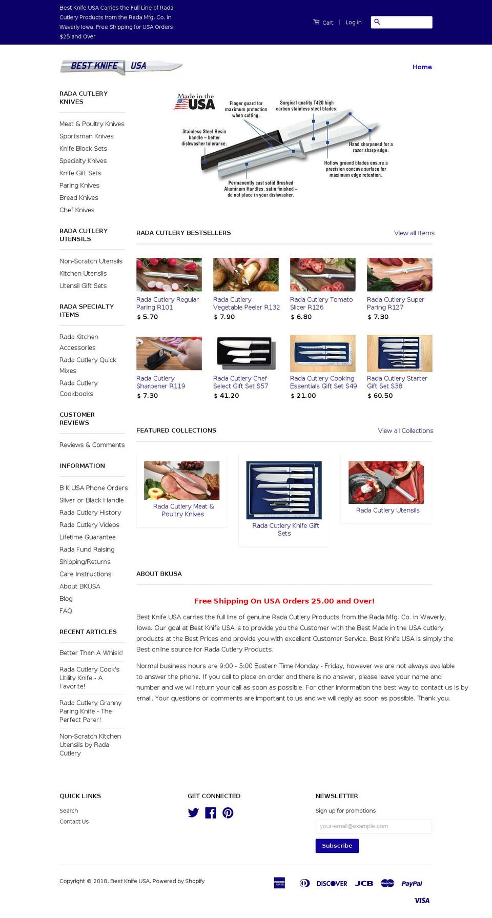 theradaknifestore.com shopify website screenshot