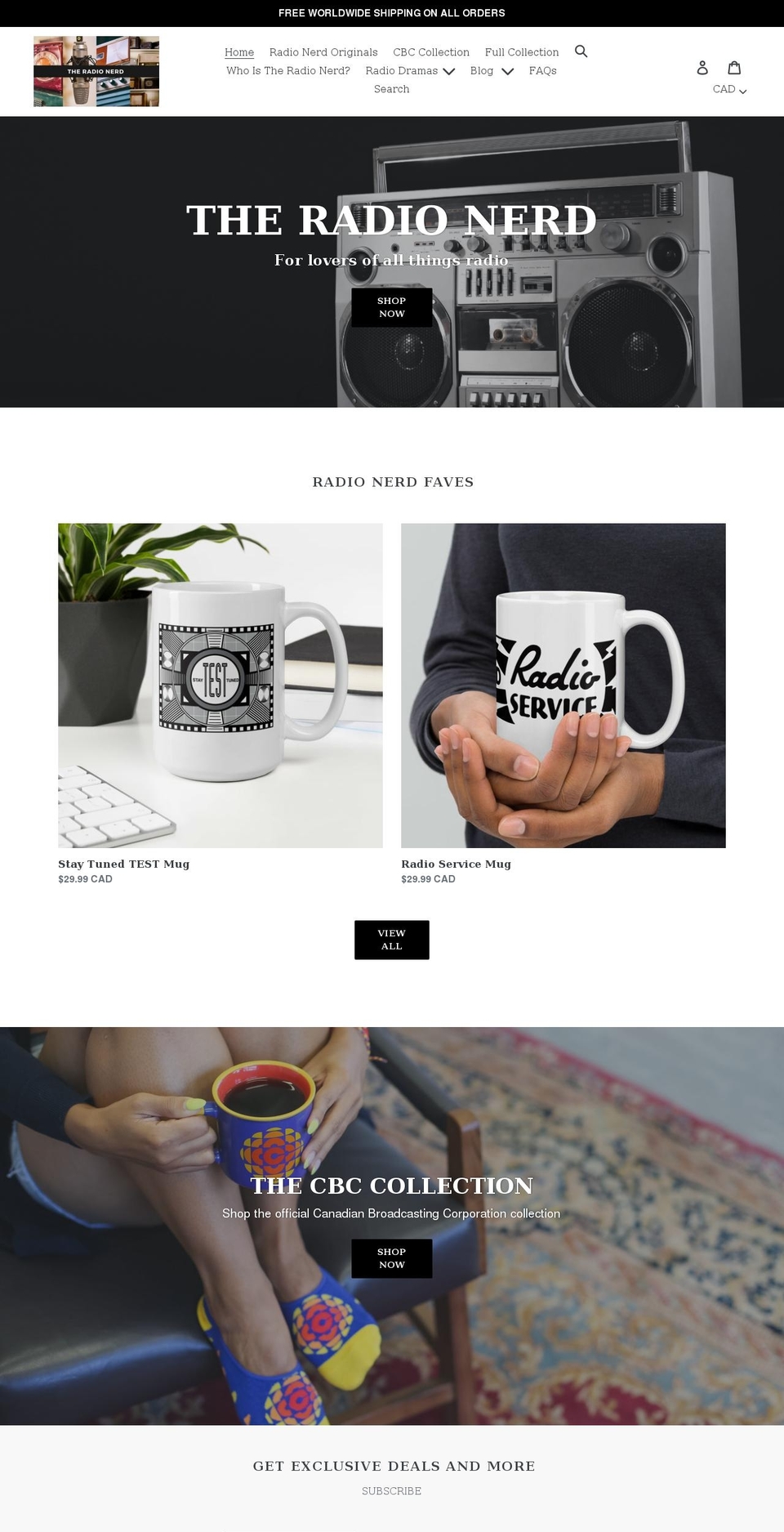 theradionerd.com shopify website screenshot