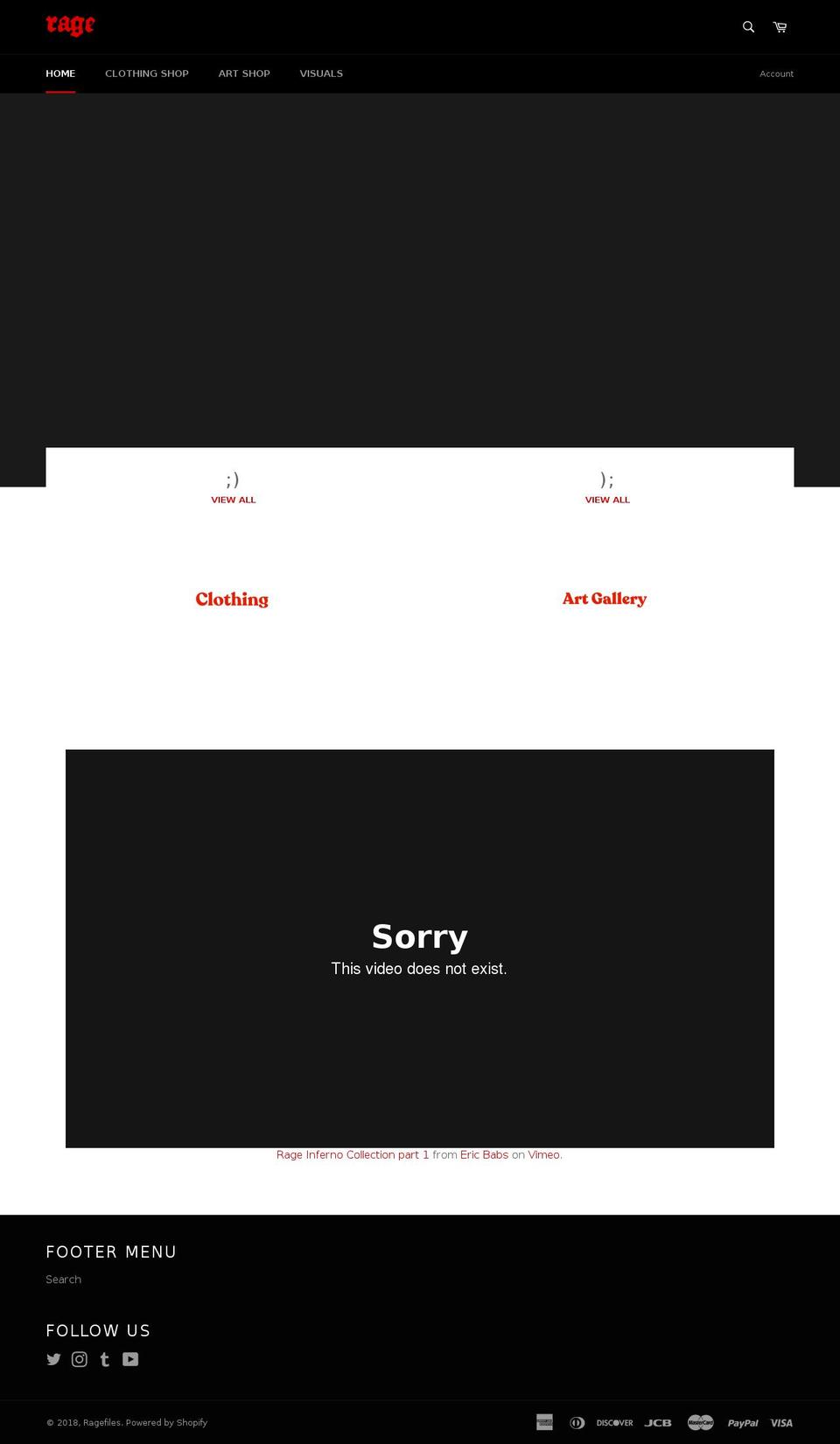 theragefiles.com shopify website screenshot