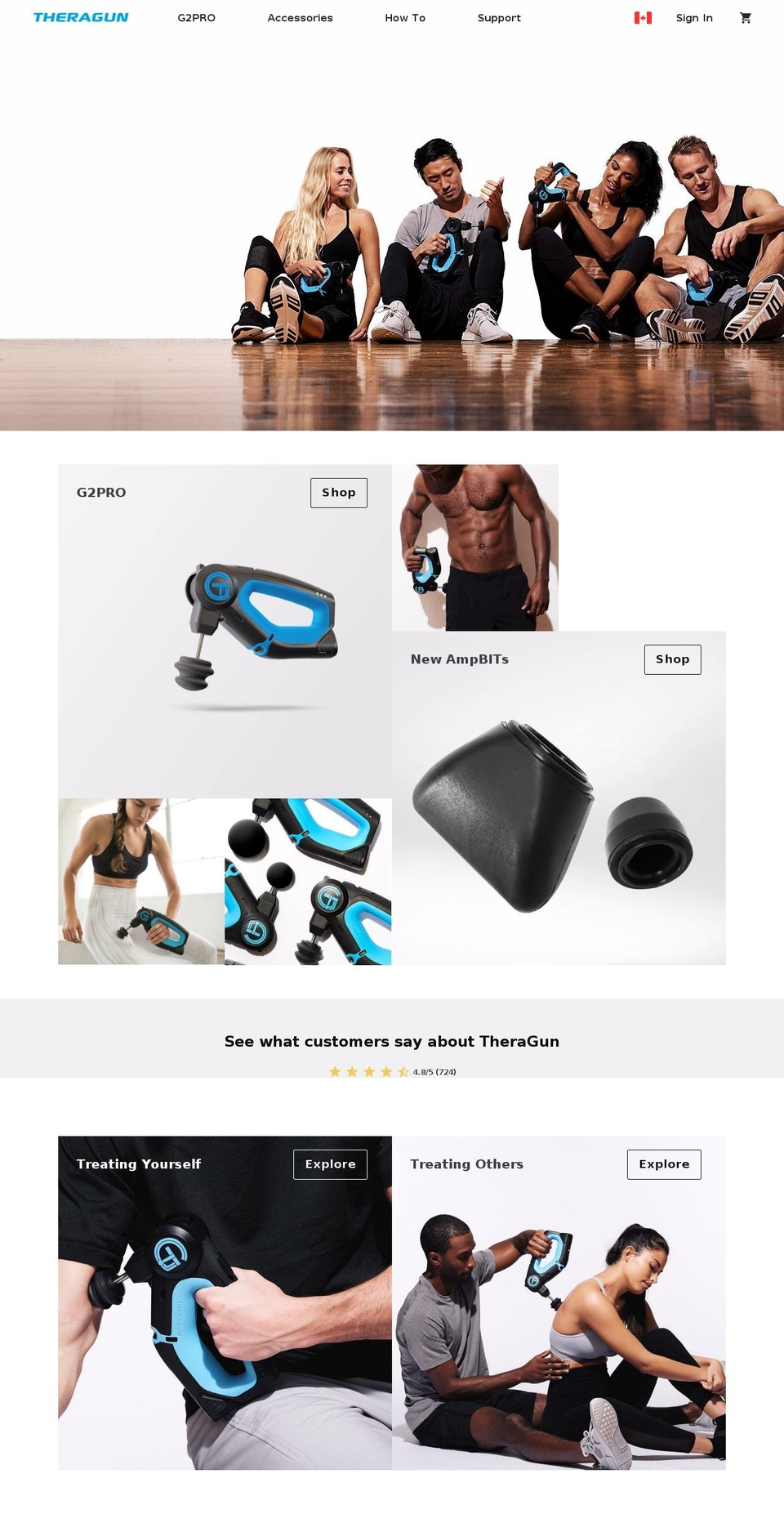 theragun.ca shopify website screenshot