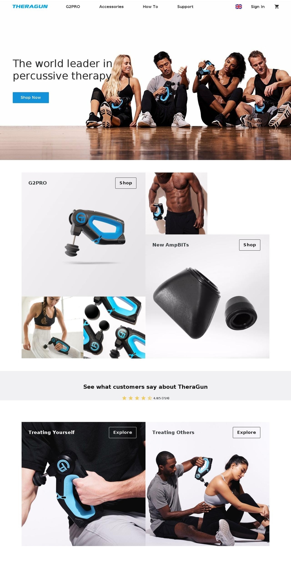 theragun.co.uk shopify website screenshot