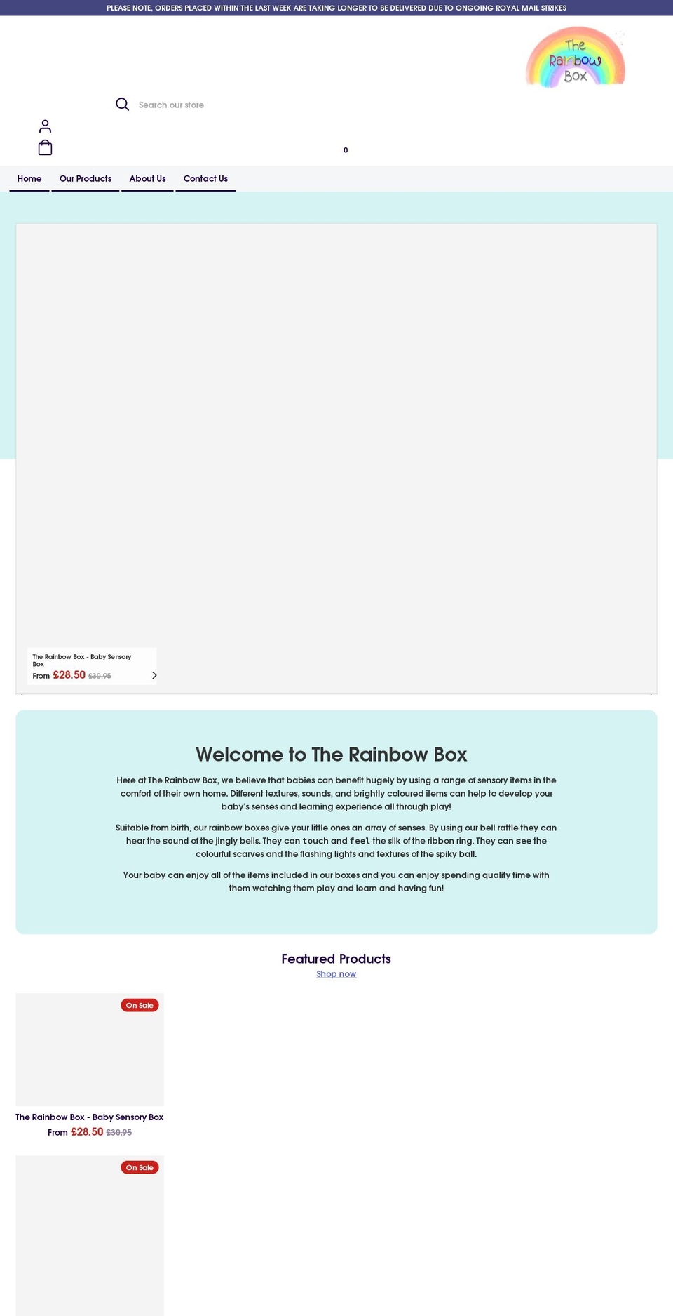 therainbowbox.co.uk shopify website screenshot