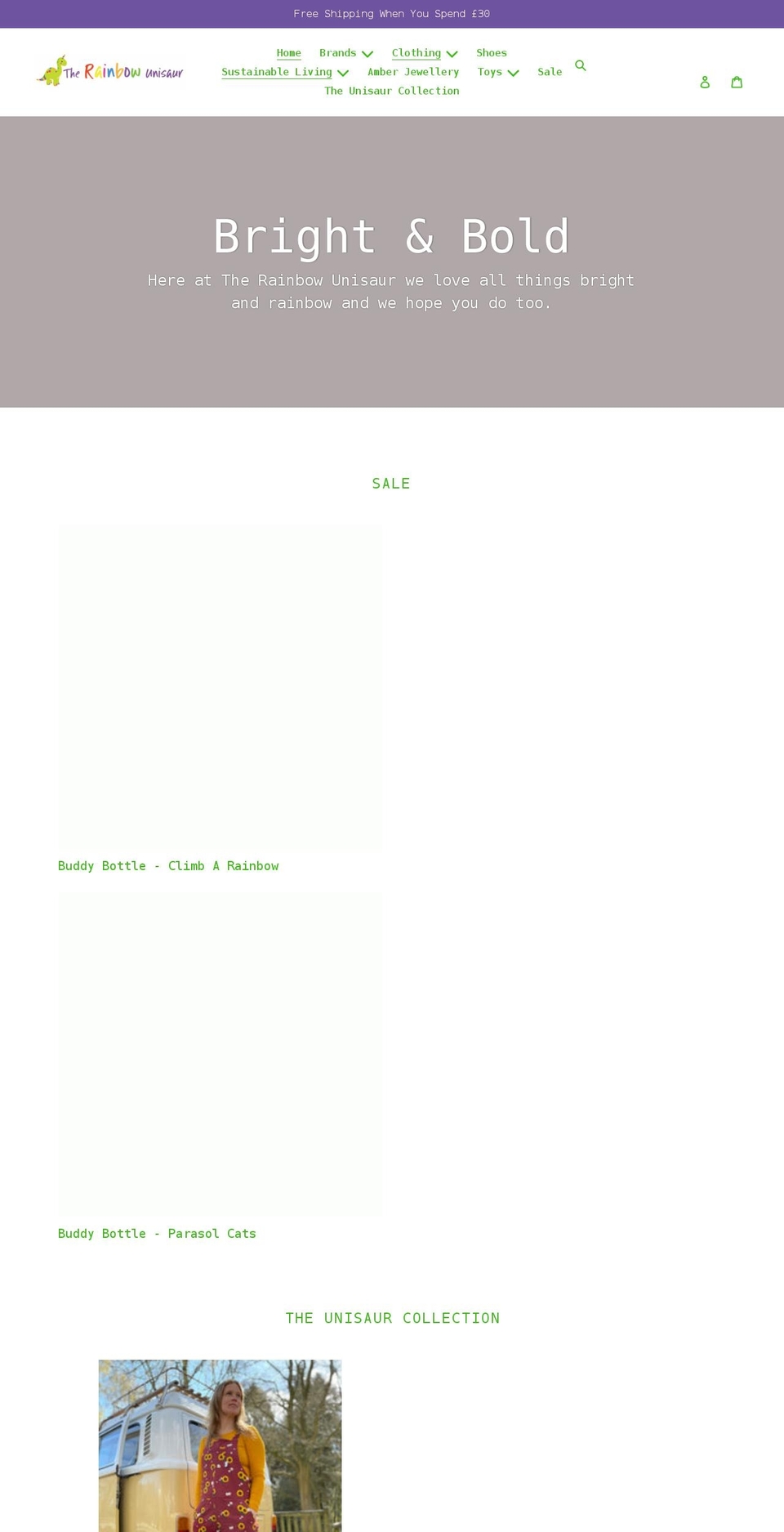 therainbowunisaur.com shopify website screenshot