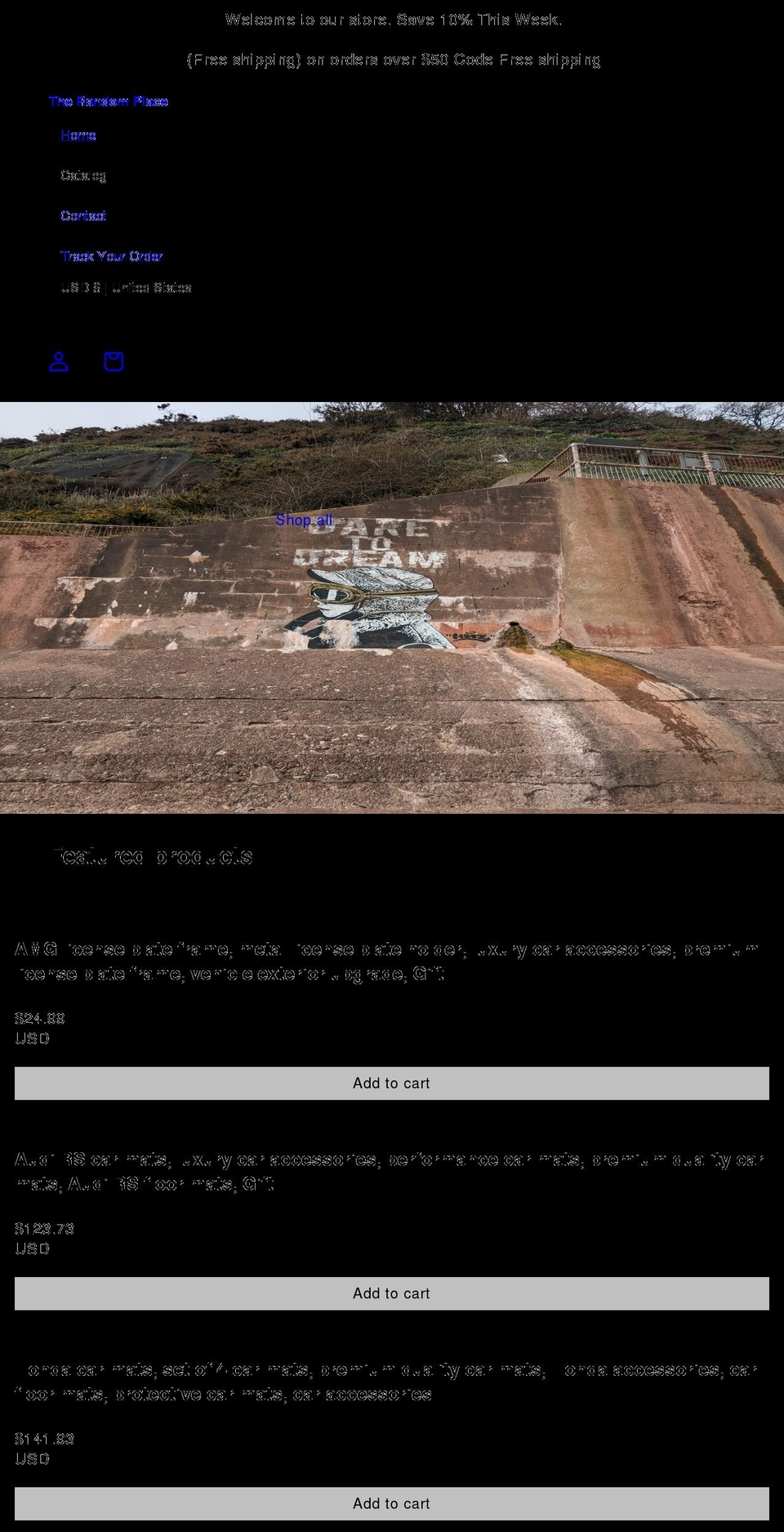 therandomplace.com shopify website screenshot