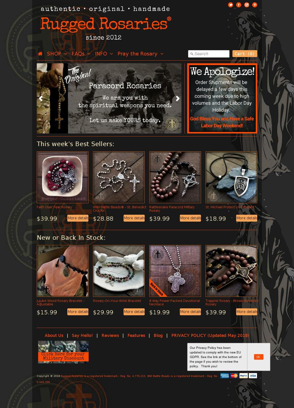 therangerrosary.com — Shopify storefront screenshot