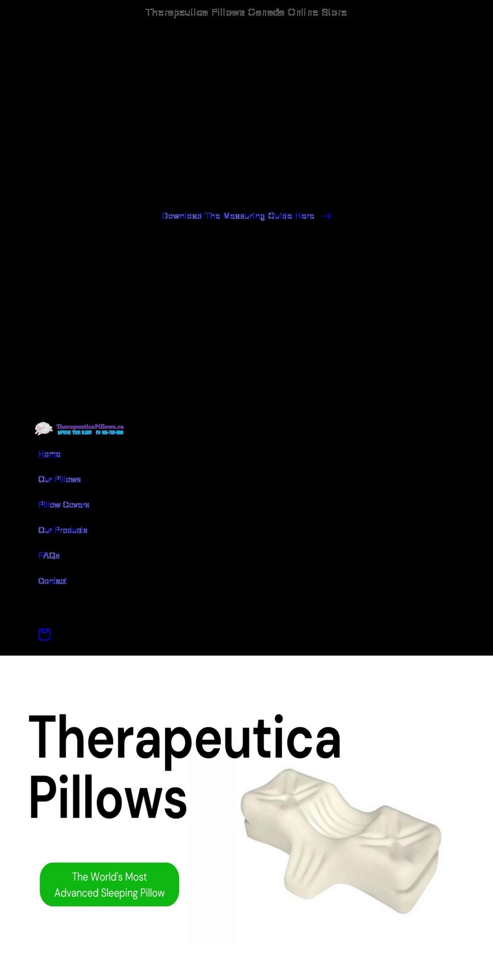 therapeuticapillows.ca shopify website screenshot