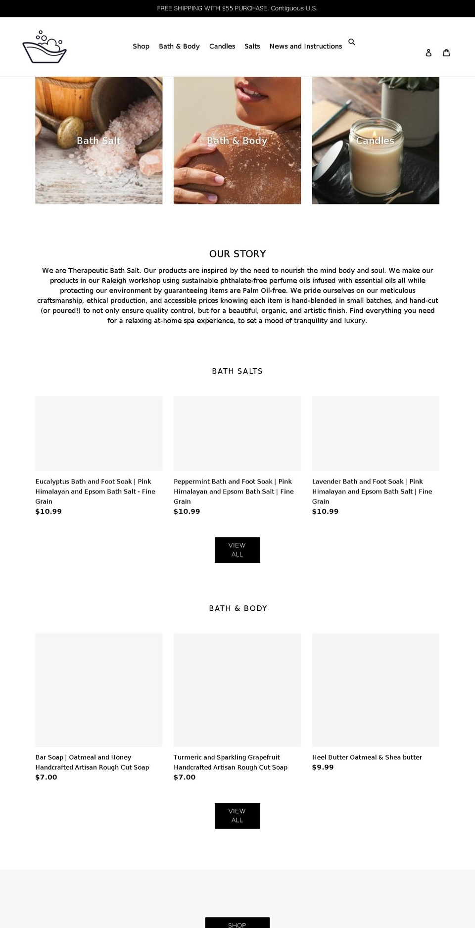 therapeuticbathsalt.com shopify website screenshot