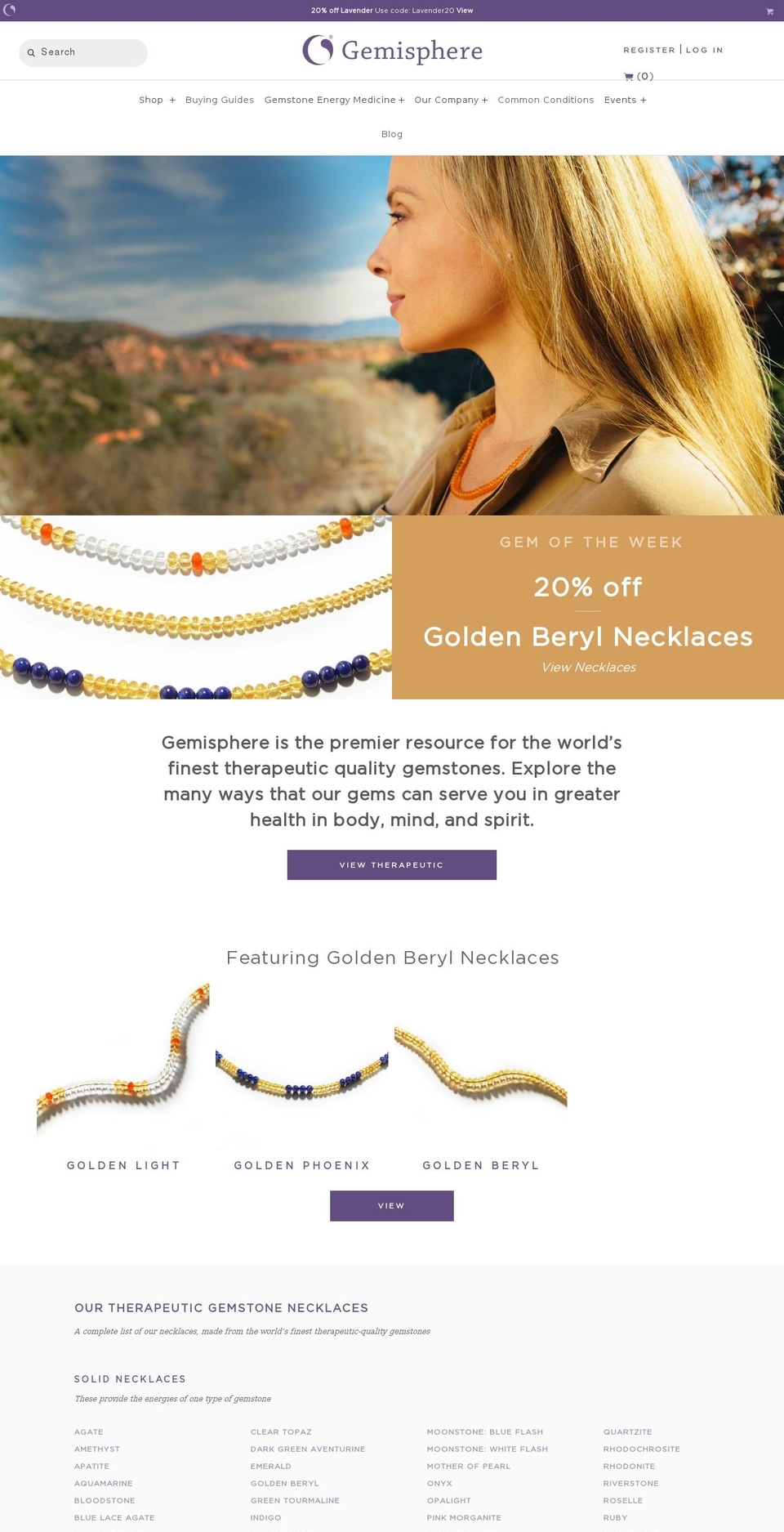 therapeuticgems.com — Shopify storefront screenshot