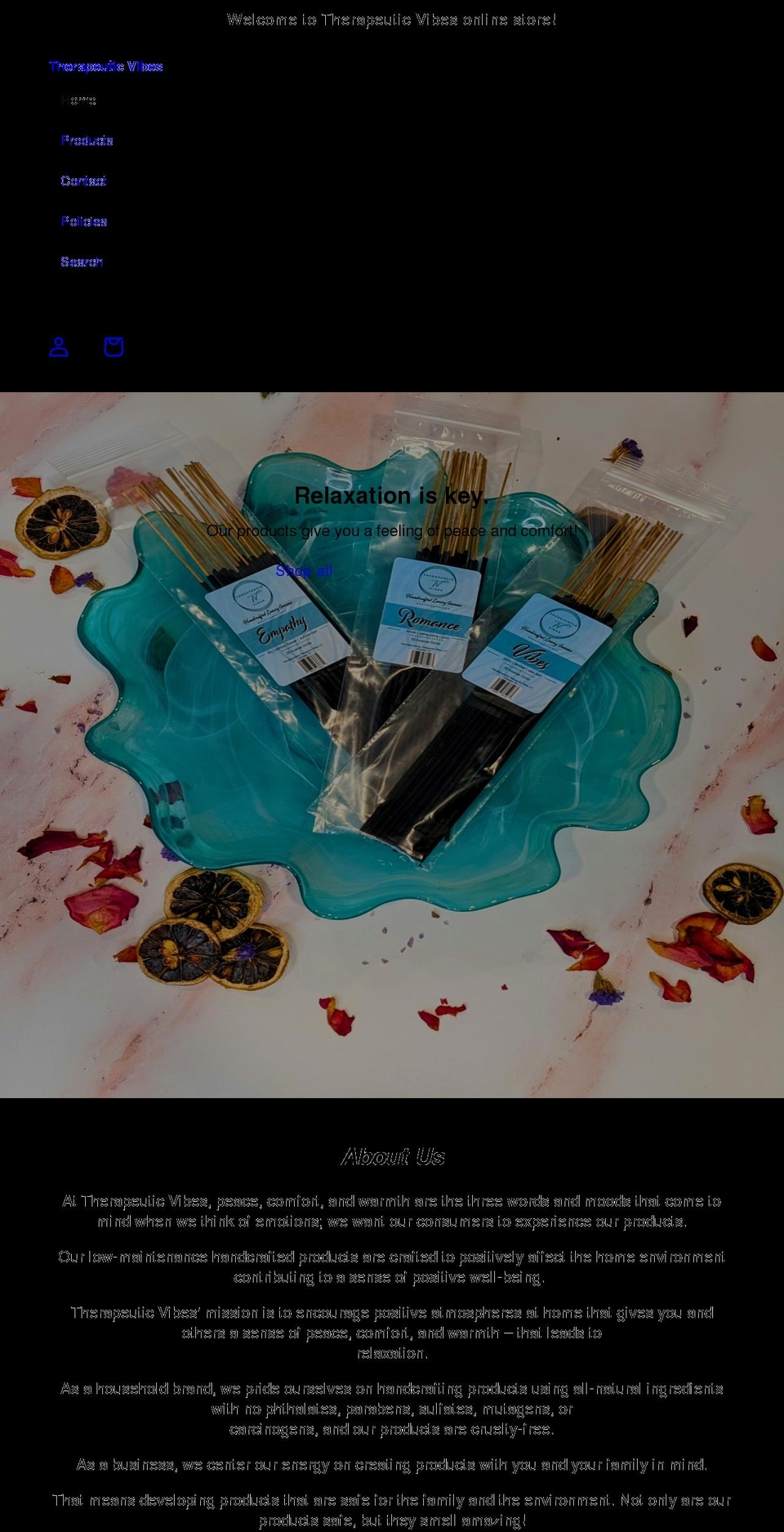 therapeuticvibe.com shopify website screenshot