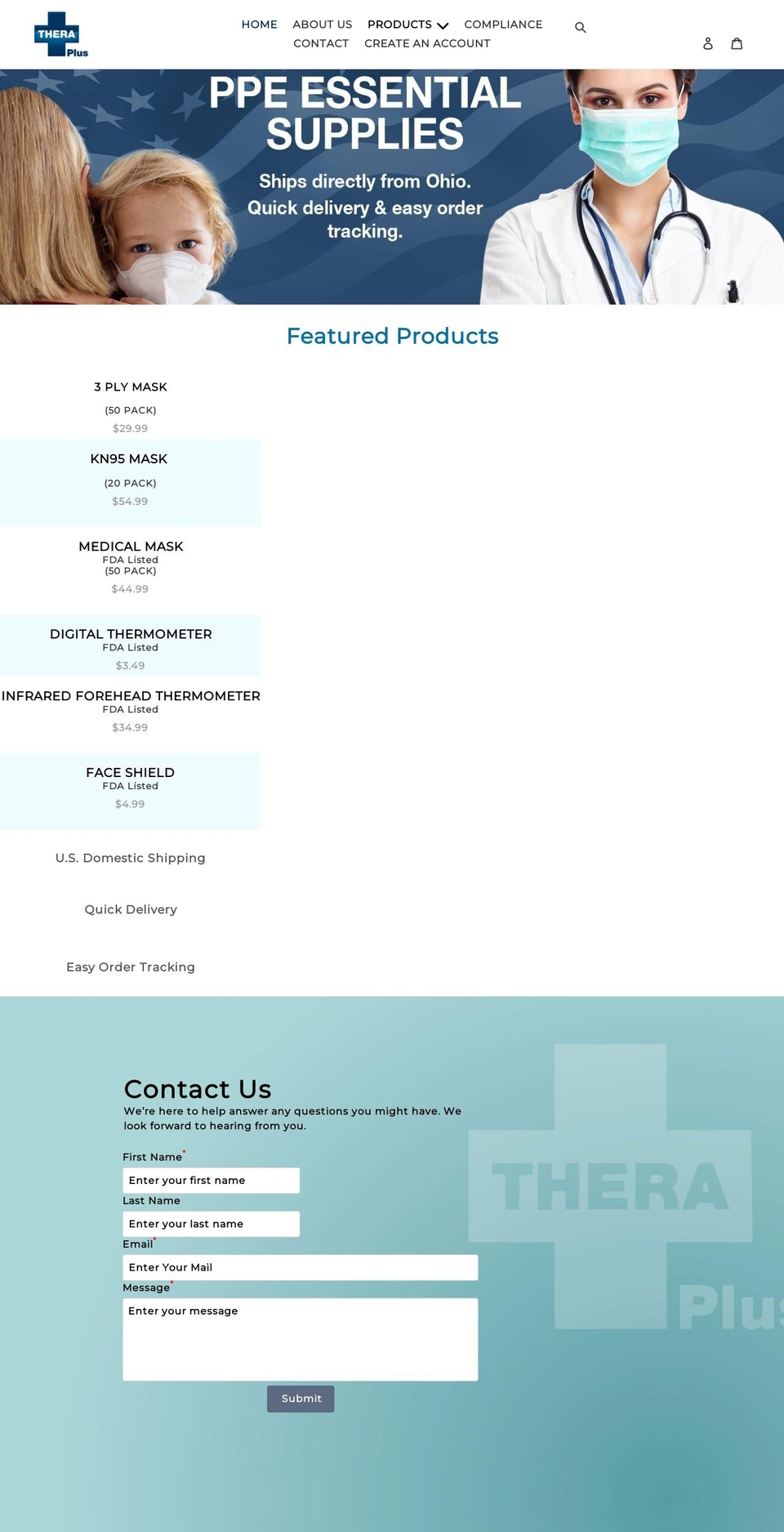 theraplusproducts.com shopify website screenshot