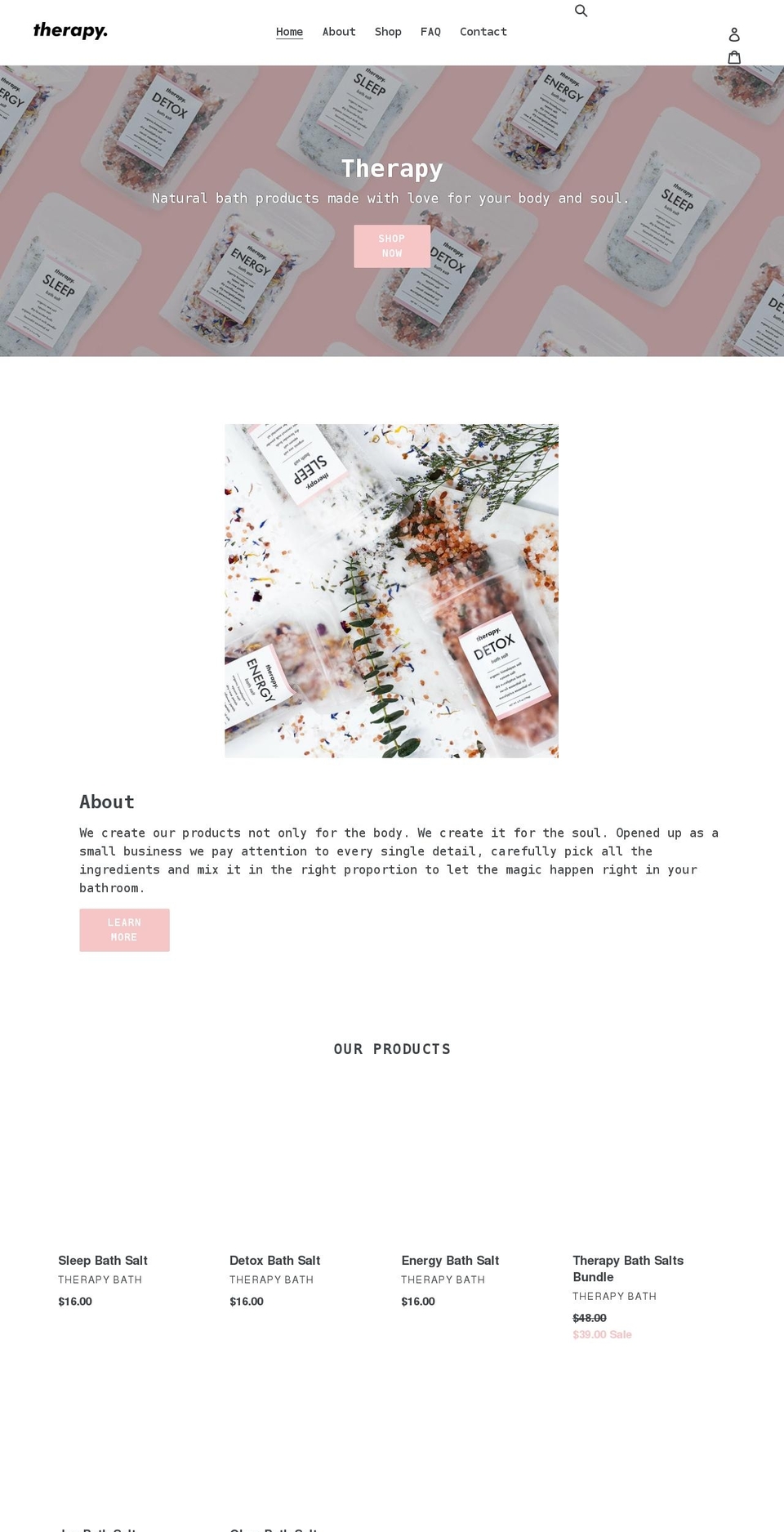 therapy-bath.com shopify website screenshot