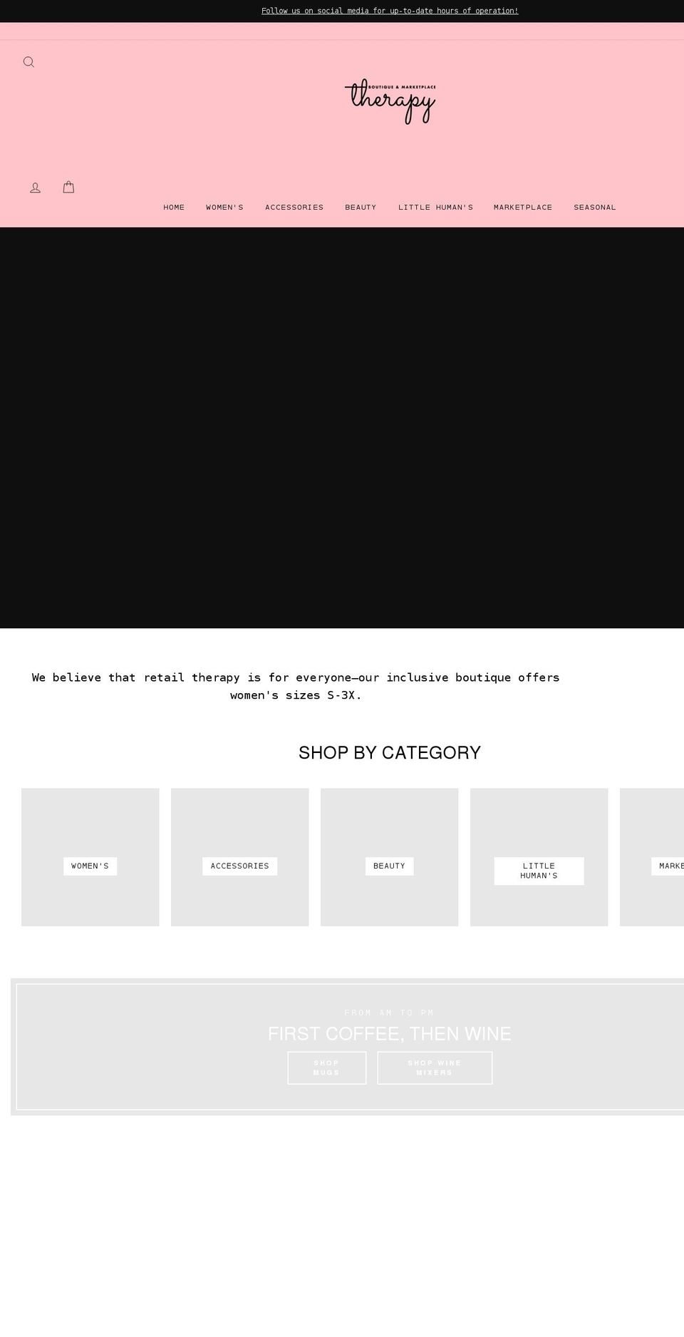therapyboutiquemkp.com shopify website screenshot