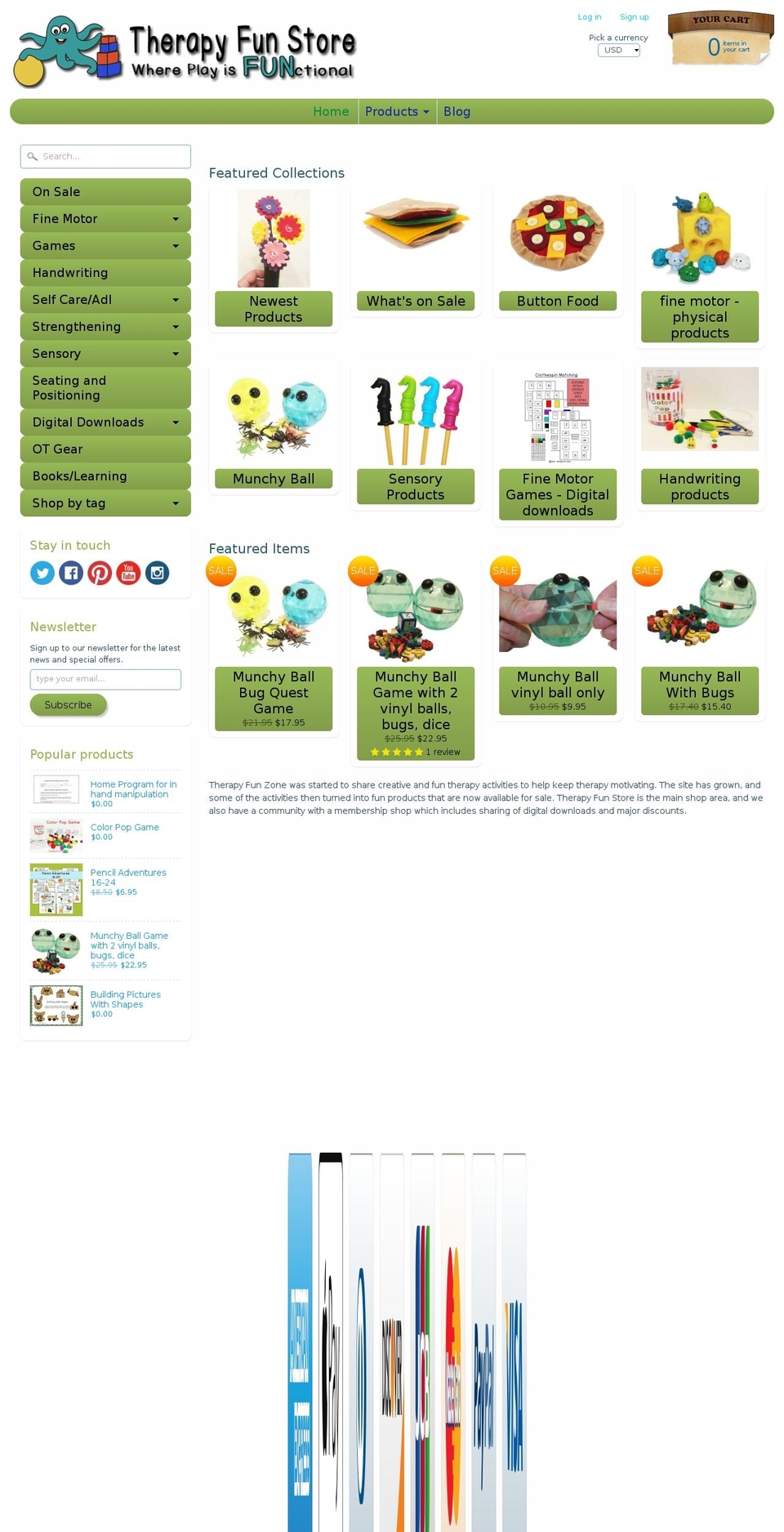 therapyfunstore.com shopify website screenshot