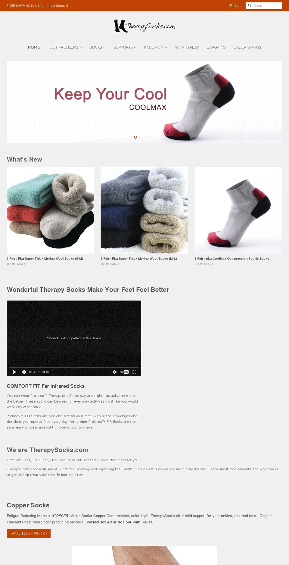 therapysocks.com shopify website screenshot