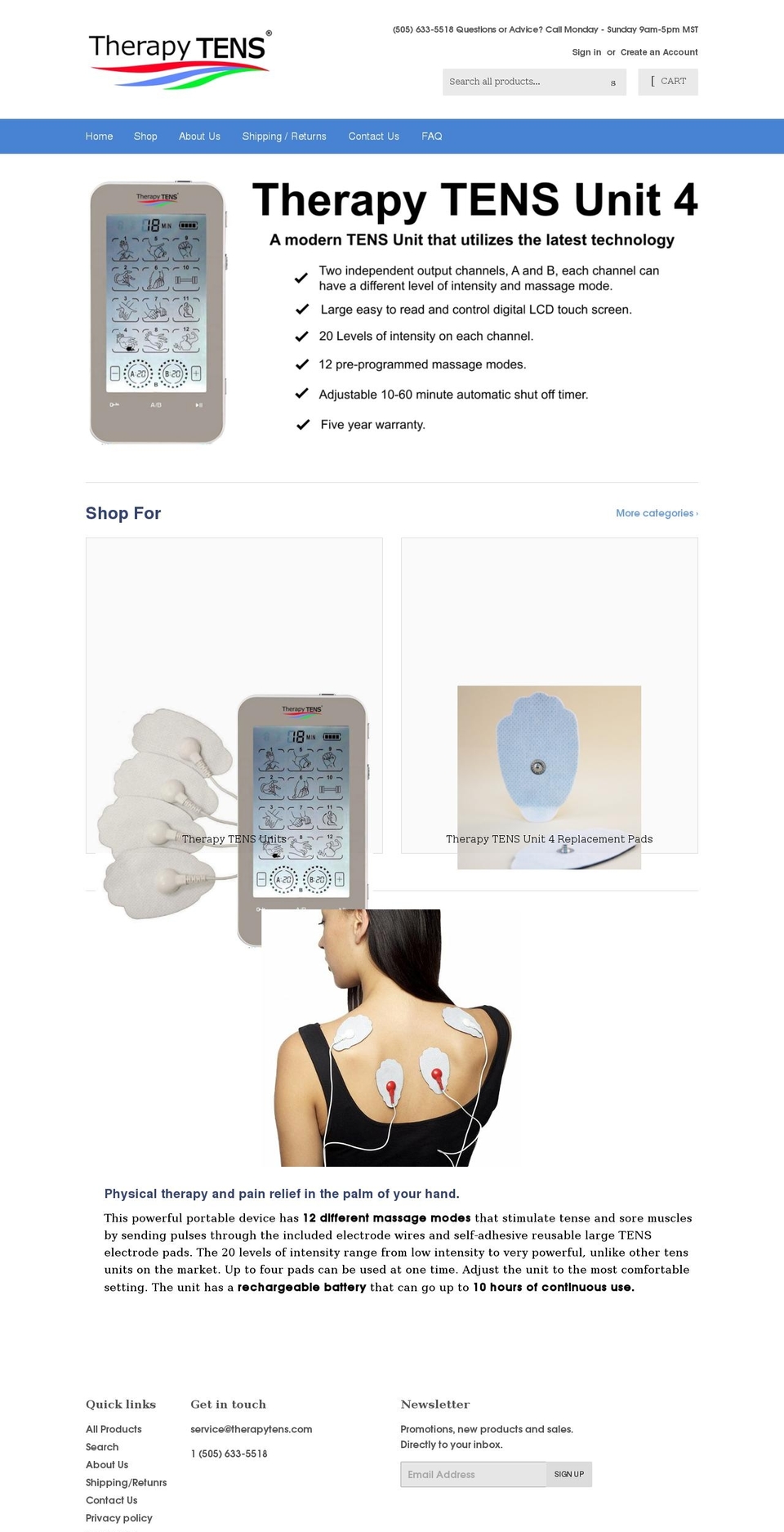therapytens.com shopify website screenshot