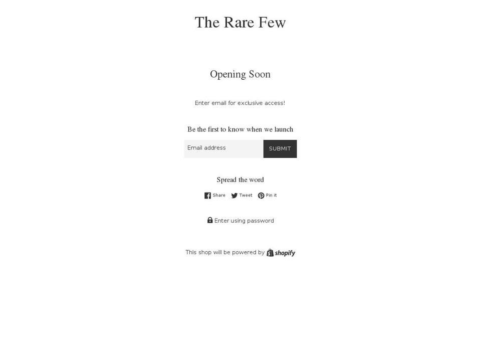 therarefew.com shopify website screenshot