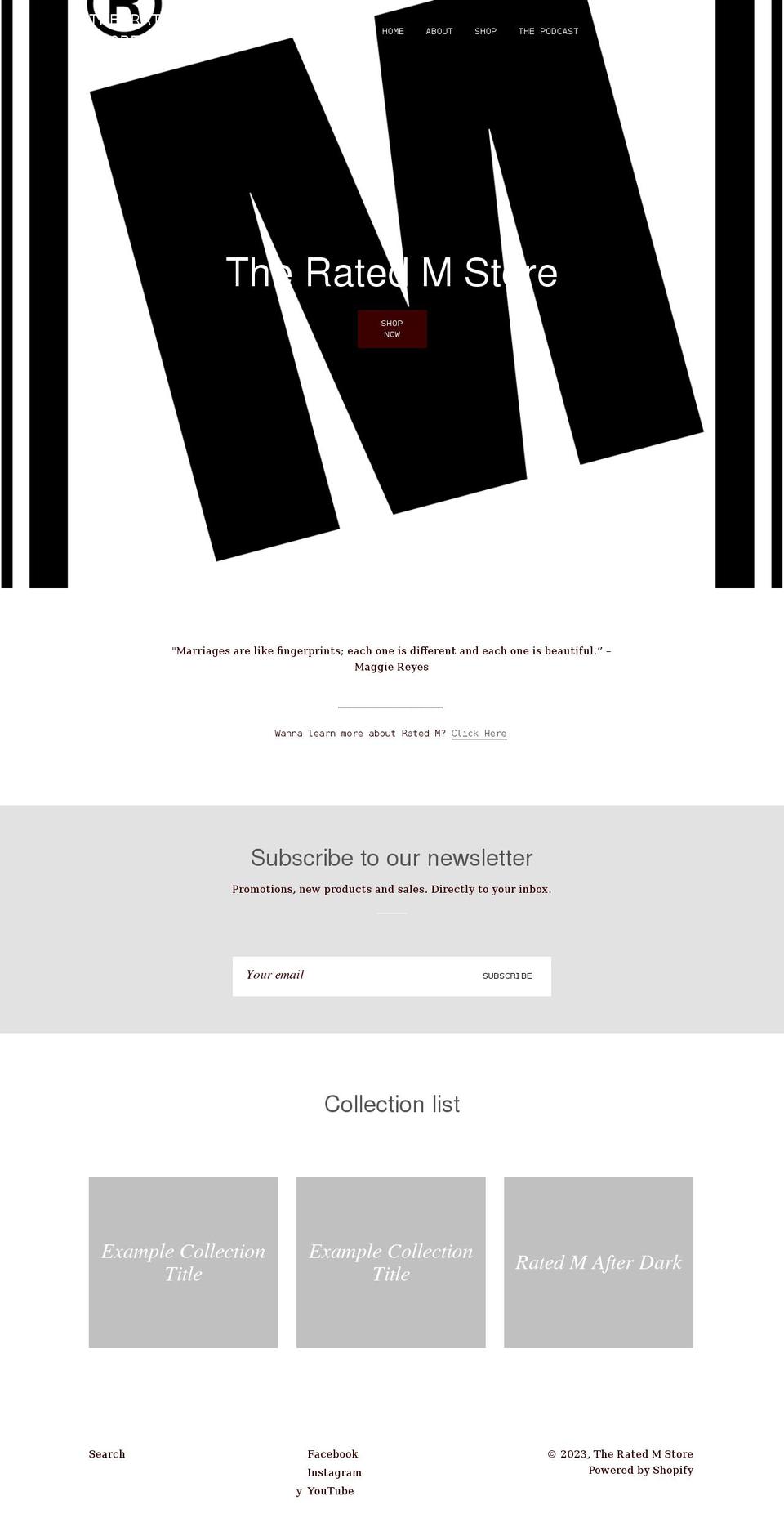 theratedm.com shopify website screenshot