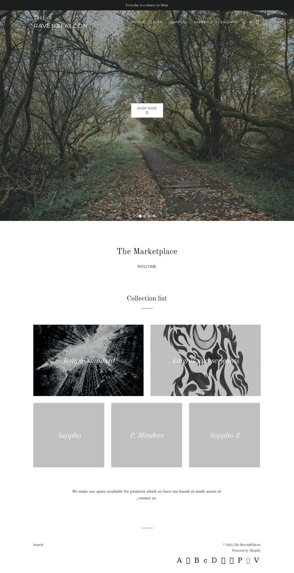 theravenandfalcon.com — Shopify storefront screenshot
