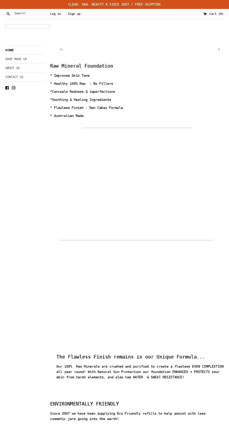 therawbeautyco.com.au shopify website screenshot