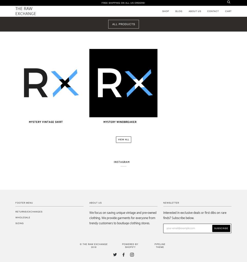 therawexchange.com — Shopify storefront screenshot