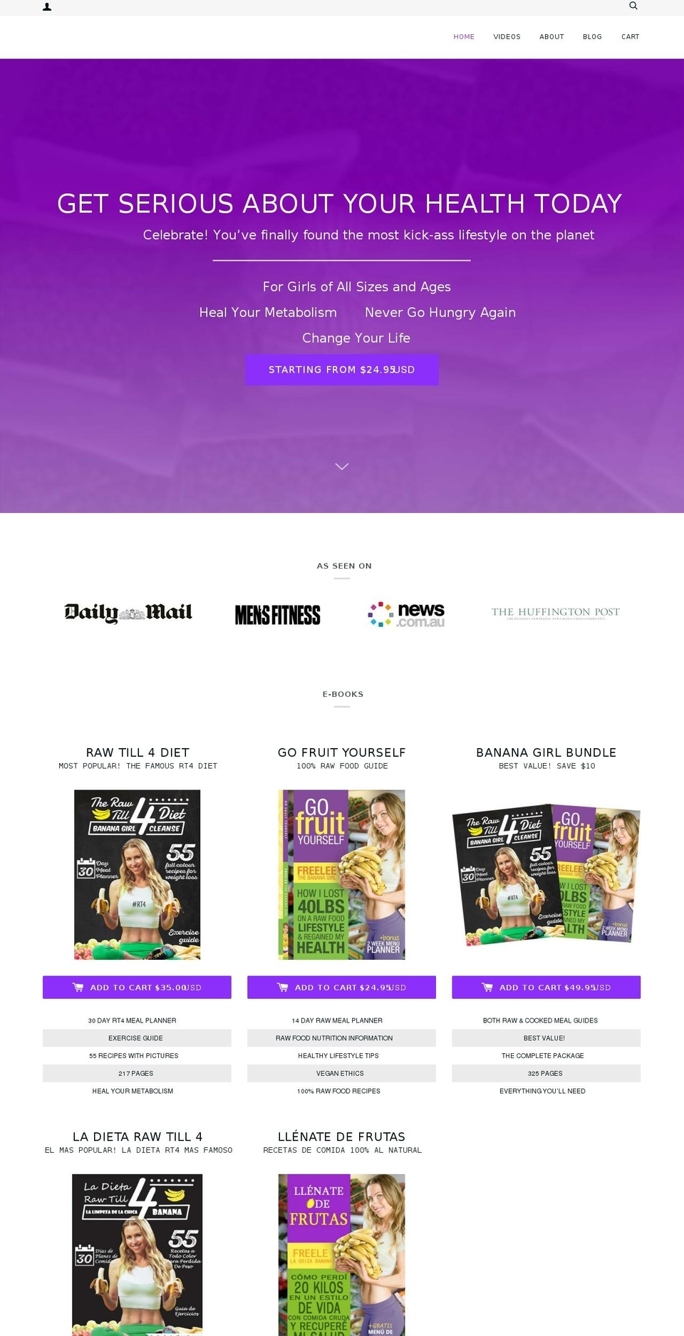 therawtill4diet.com shopify website screenshot