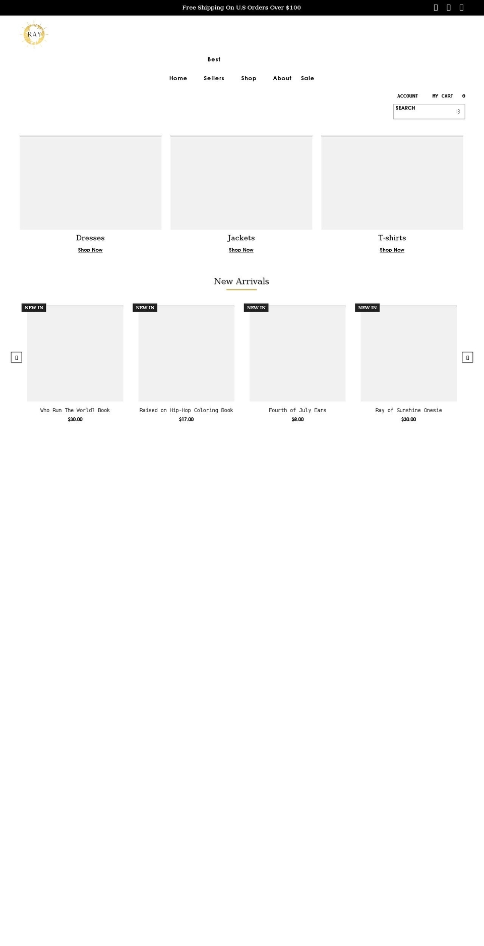 therayboutique.com shopify website screenshot