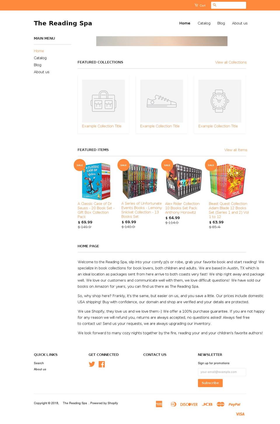 thereadingspa.com shopify website screenshot