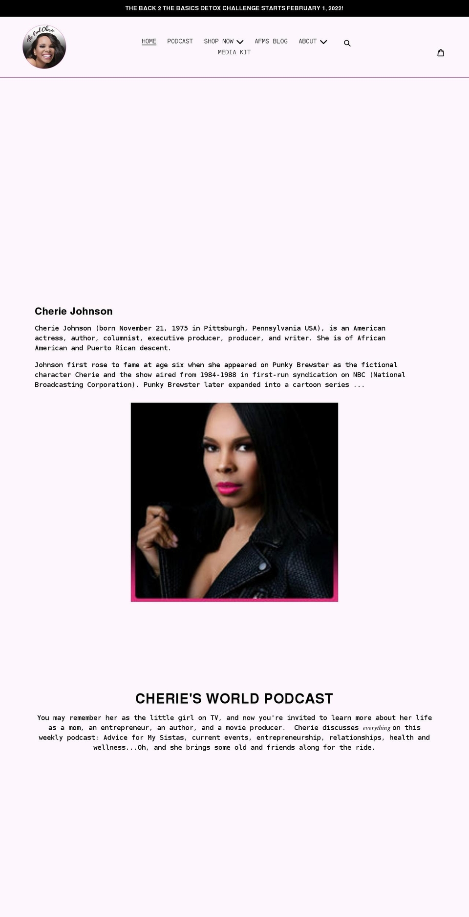 therealcherie.com shopify website screenshot