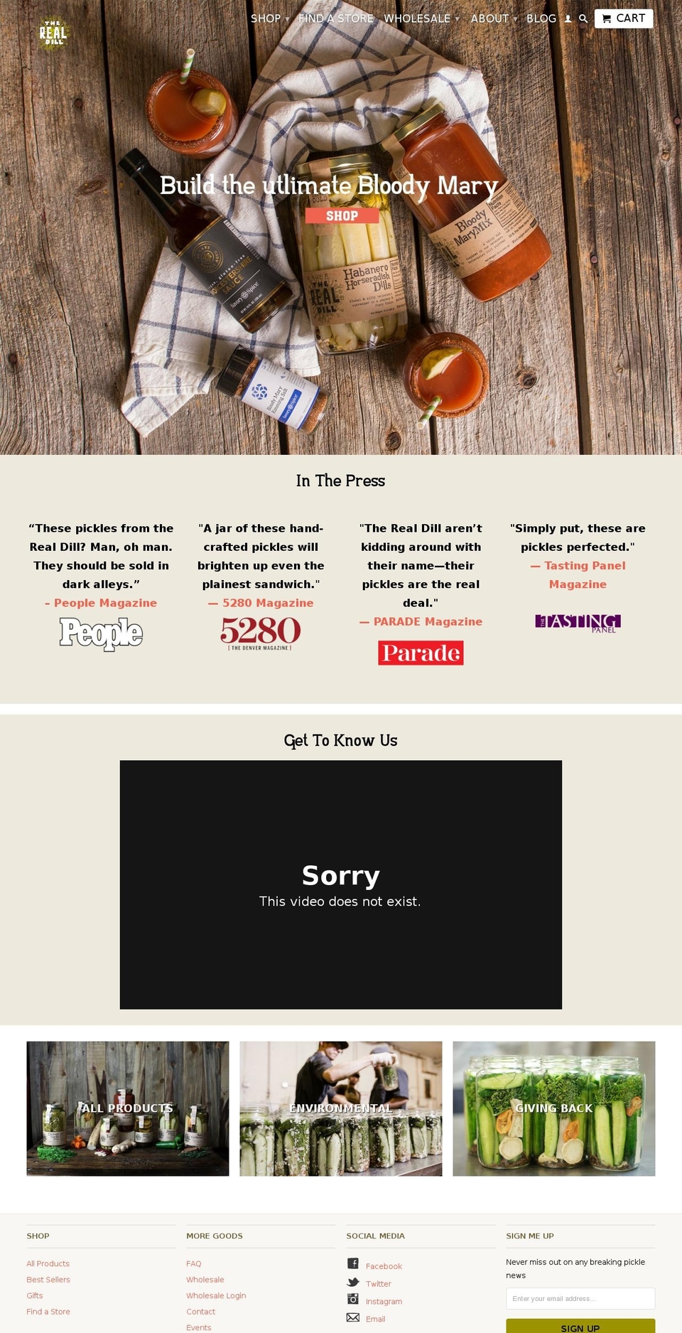 therealdillpickles.com — Shopify storefront screenshot