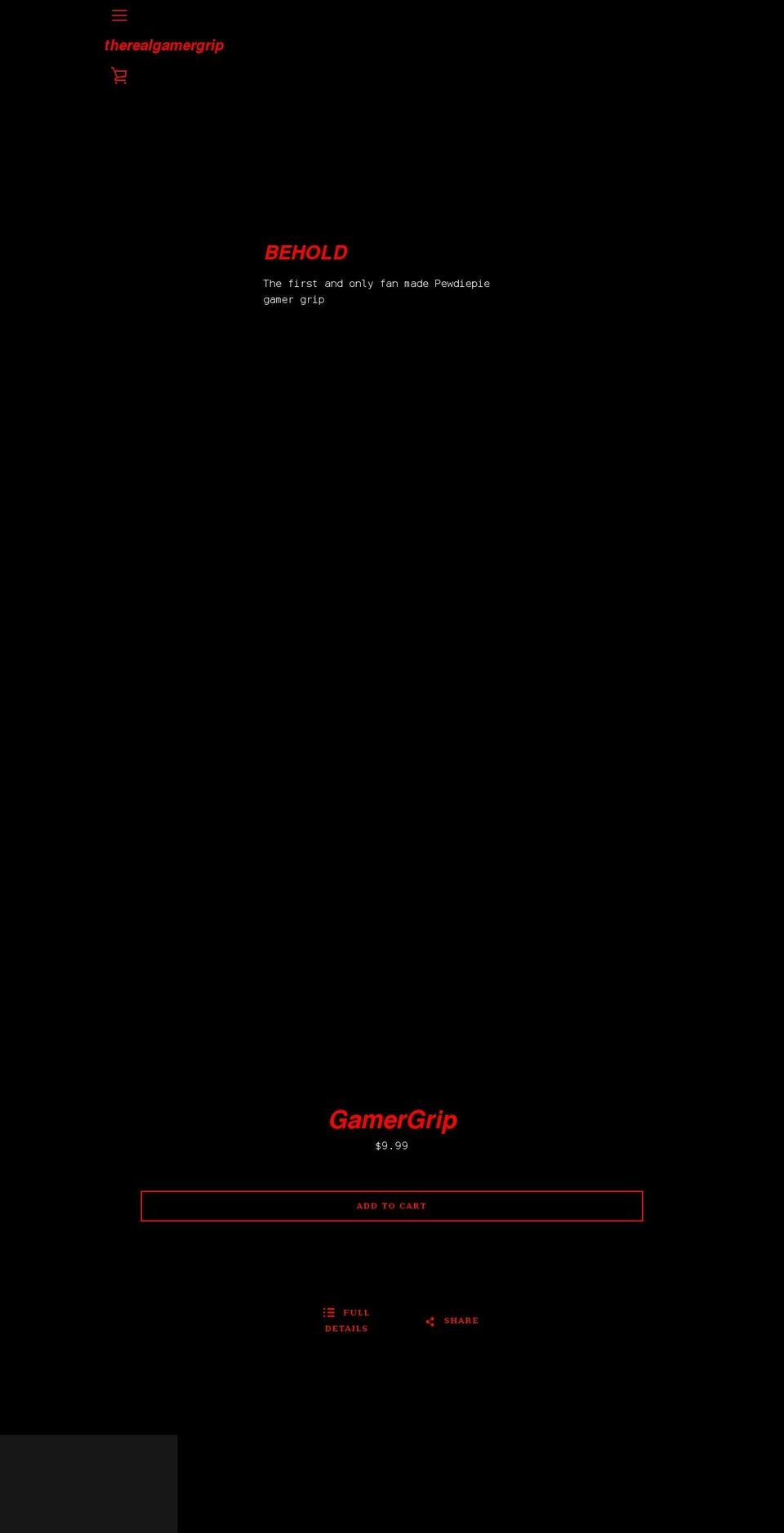 therealgamergrip.com shopify website screenshot