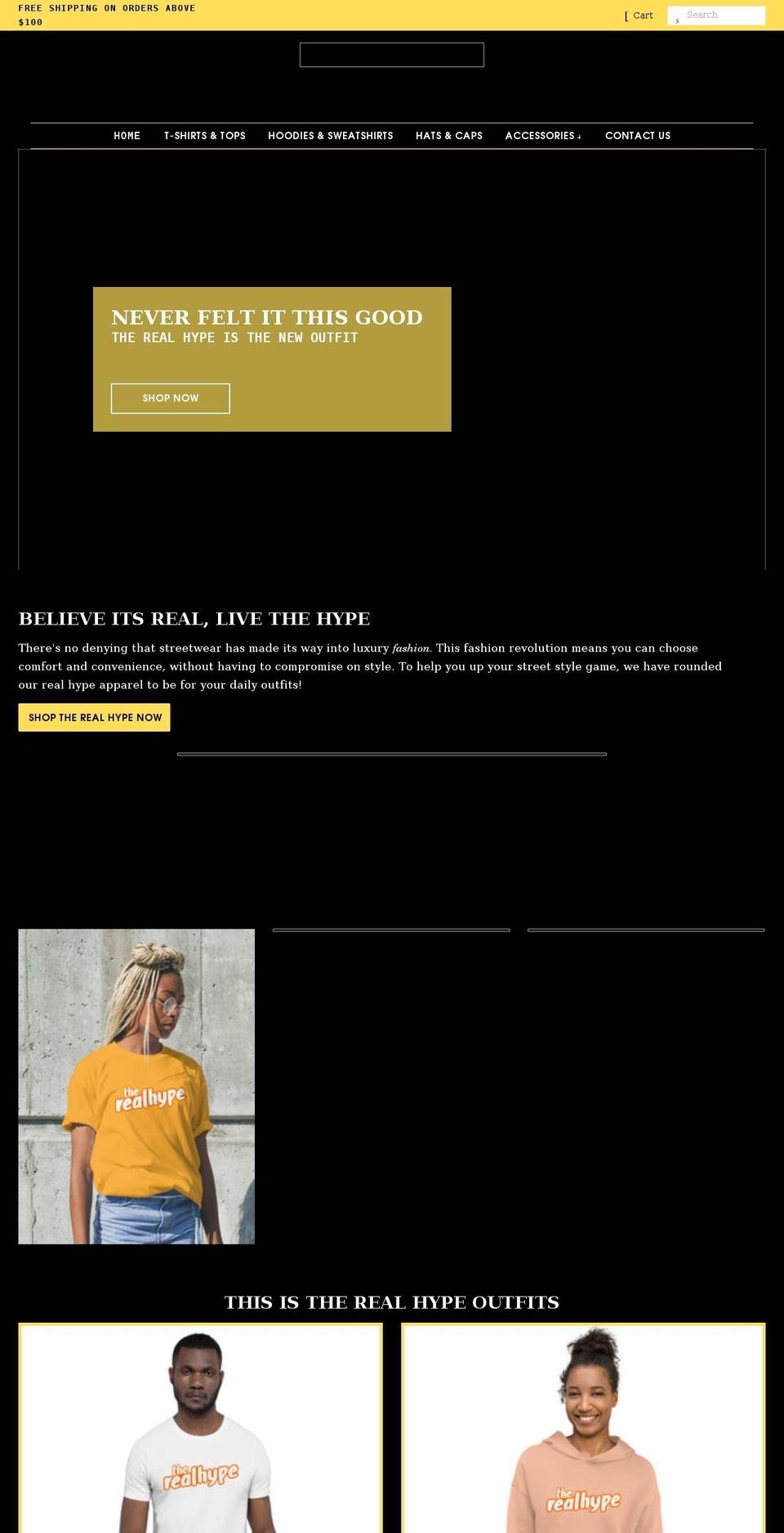 therealhype.com shopify website screenshot