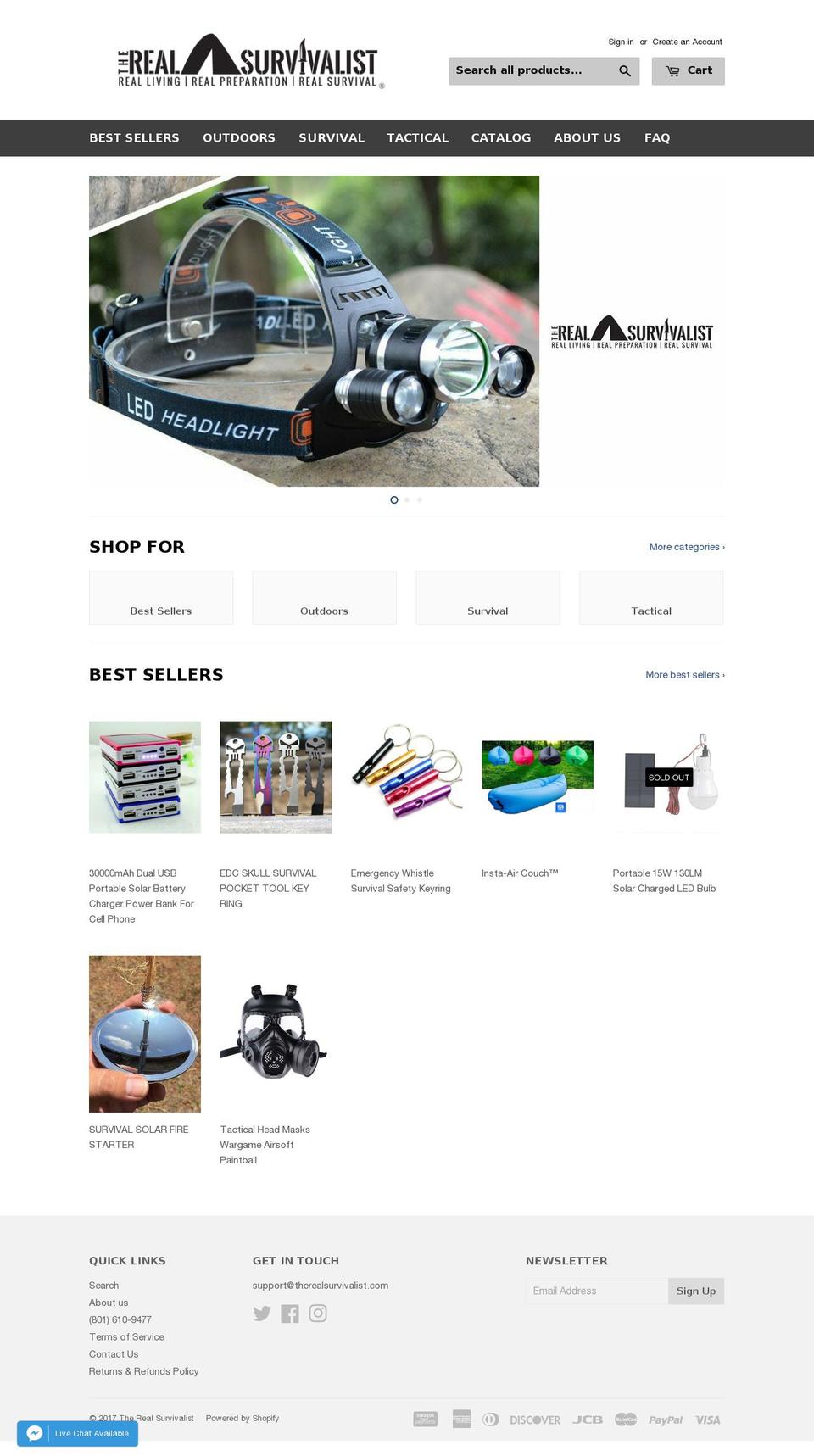 therealsurvivalist.com shopify website screenshot