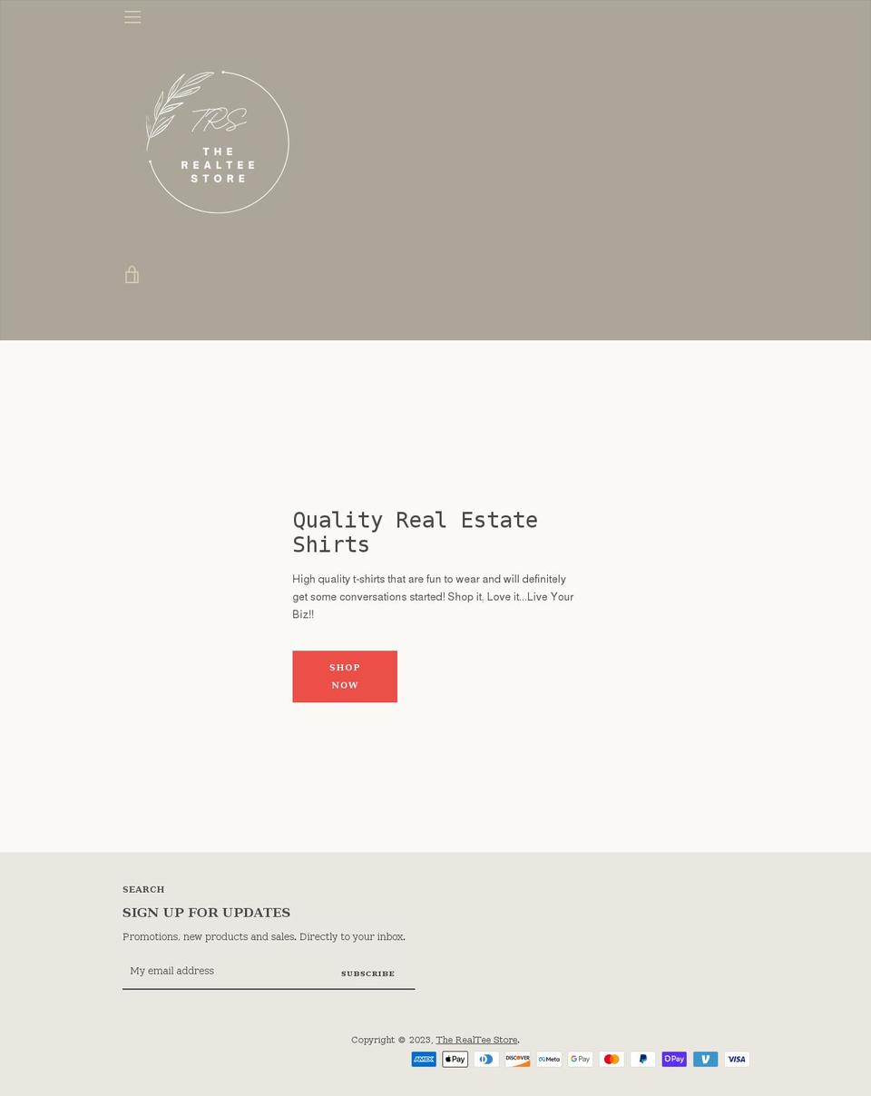 therealteestore.com shopify website screenshot