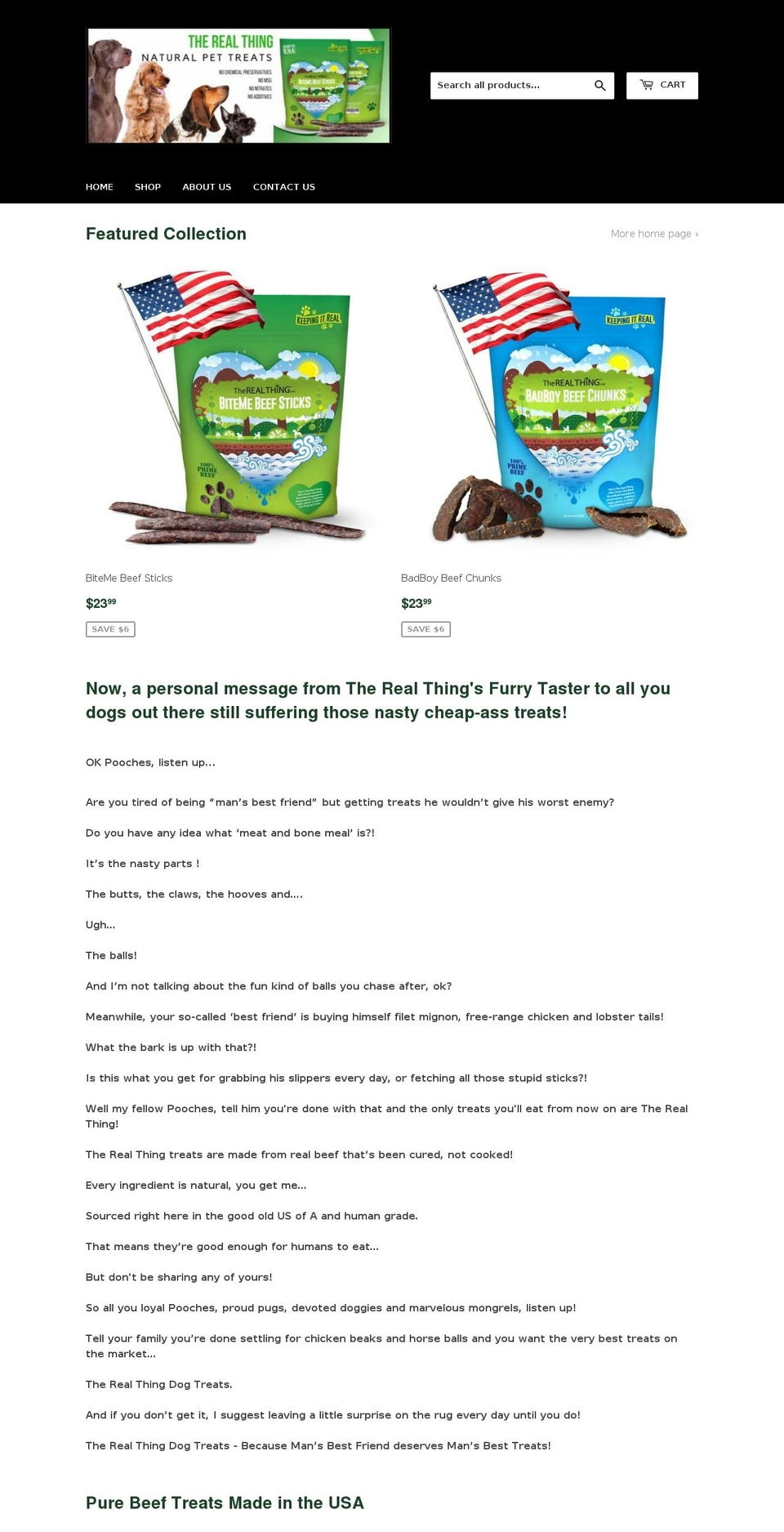 therealthing.net shopify website screenshot