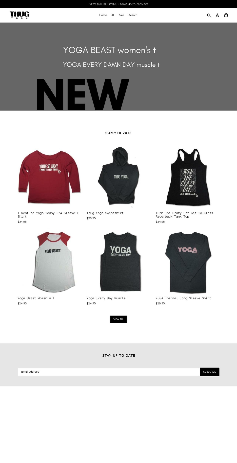 therealthugyoga.com — Shopify storefront screenshot