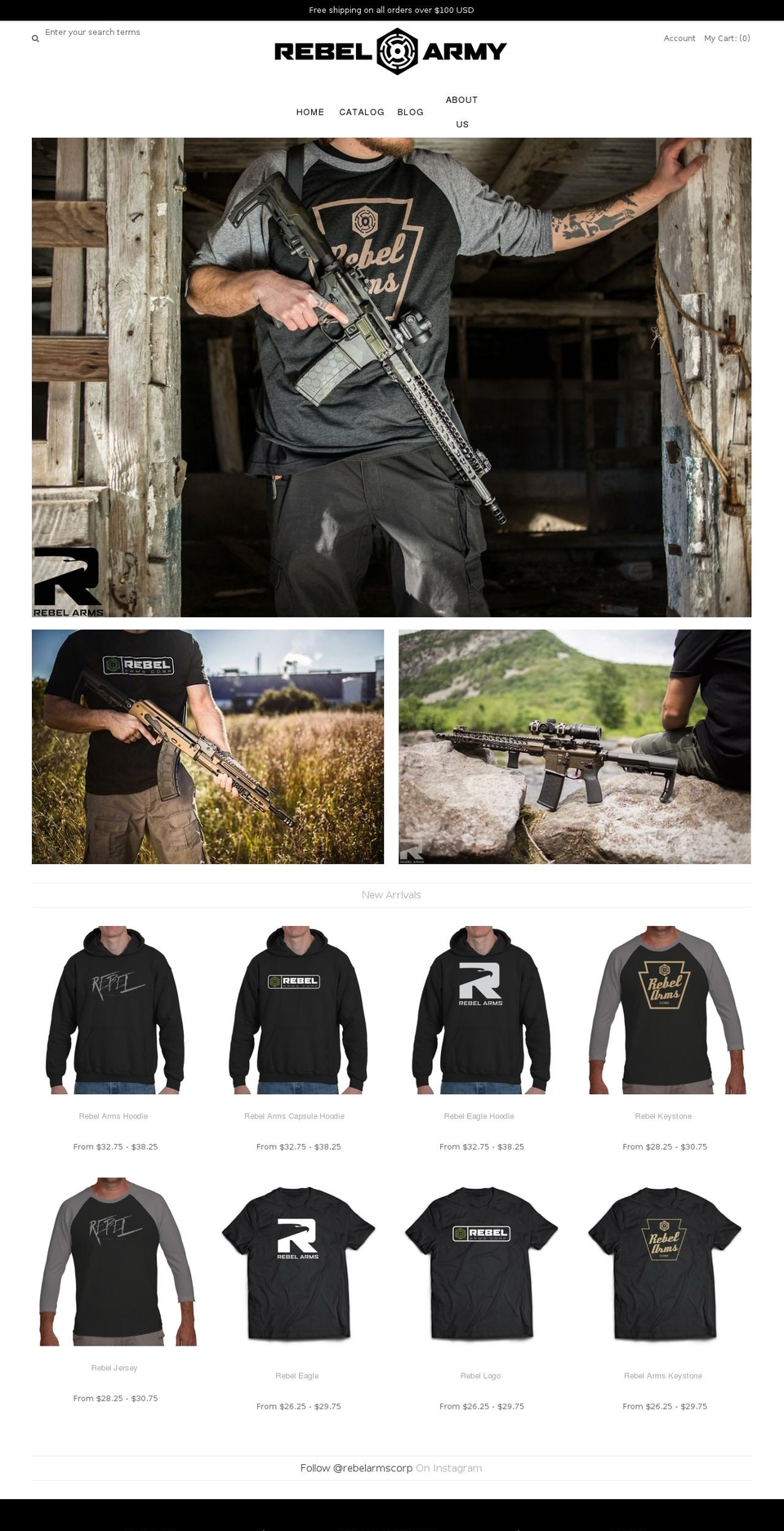 therebelarmy.com — Shopify storefront screenshot