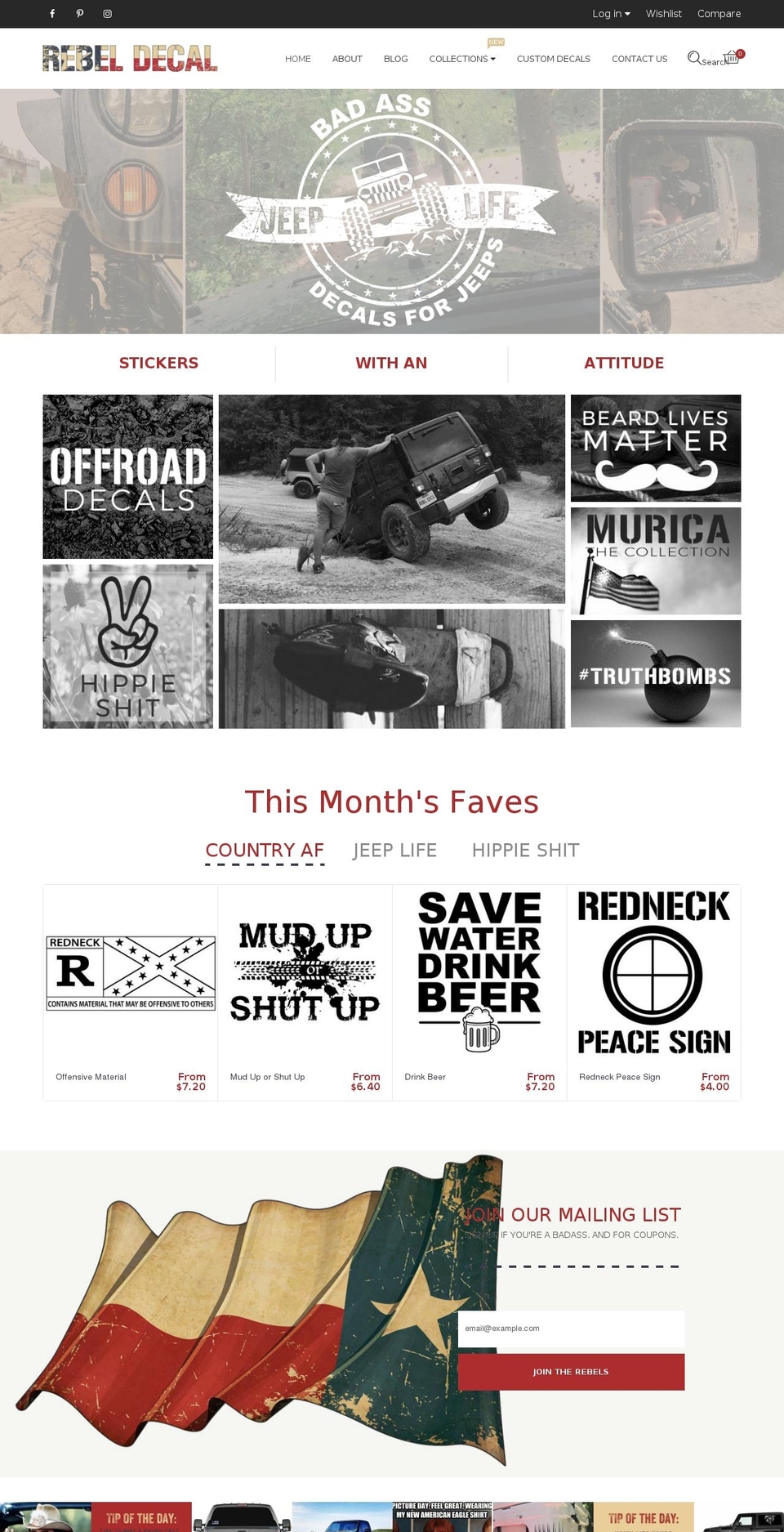 therebeldecal.com — Shopify storefront screenshot
