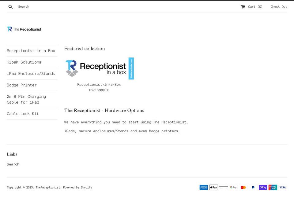 thereceptionist.myshopify.com shopify website screenshot