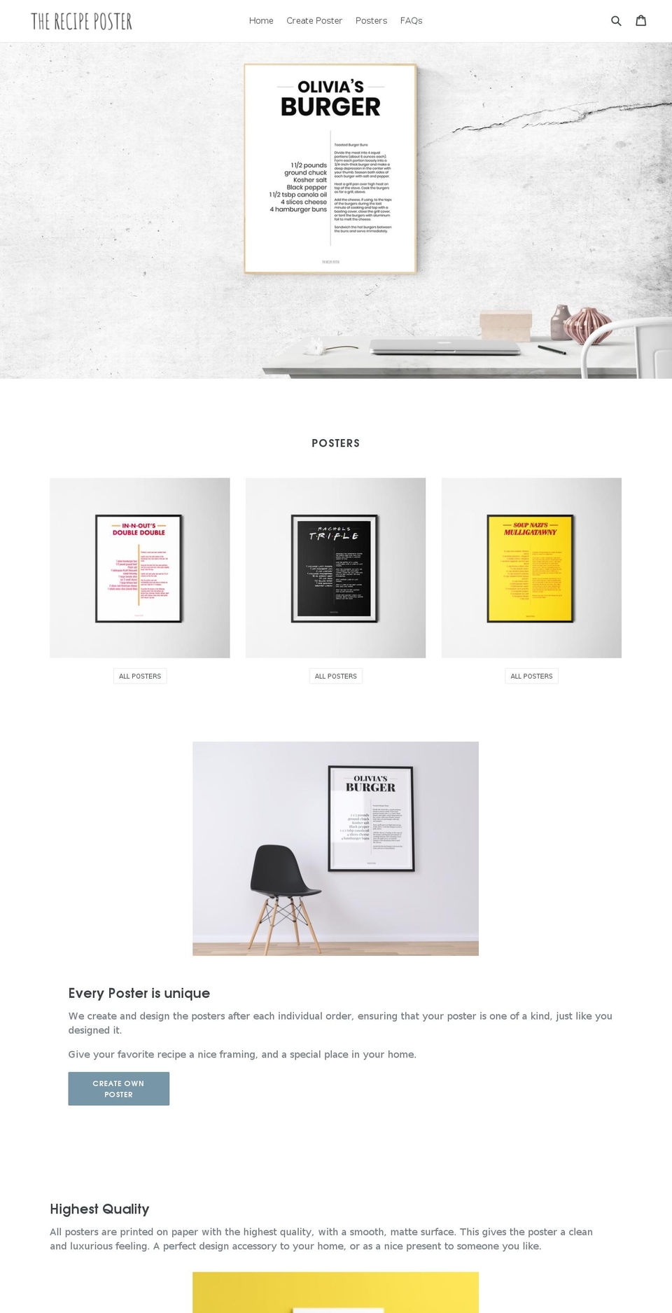 therecipeposter.com — Shopify storefront screenshot