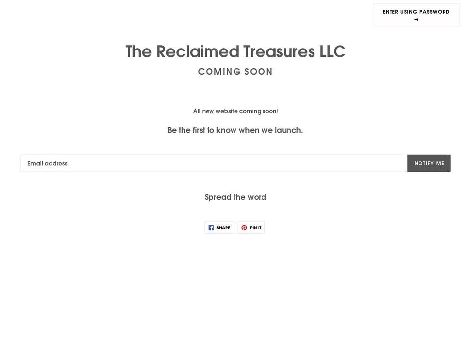 thereclaimedtreasures.com — Shopify storefront screenshot