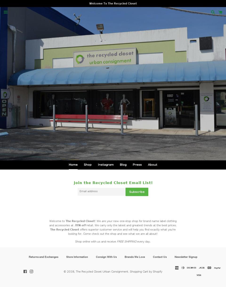 therecyclecloset.com — Shopify storefront screenshot